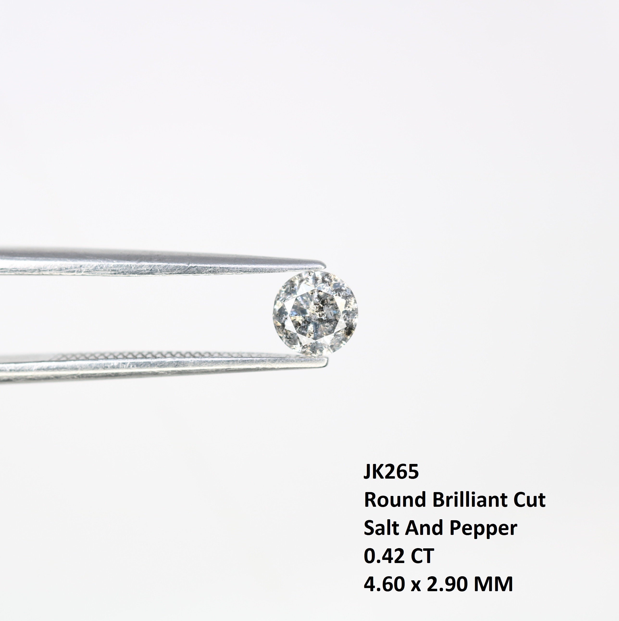 0.42 CT Salt And Pepper 4.60 x 2.90 MM Loose Round Brilliant Cut Diamond For Engagement Ring