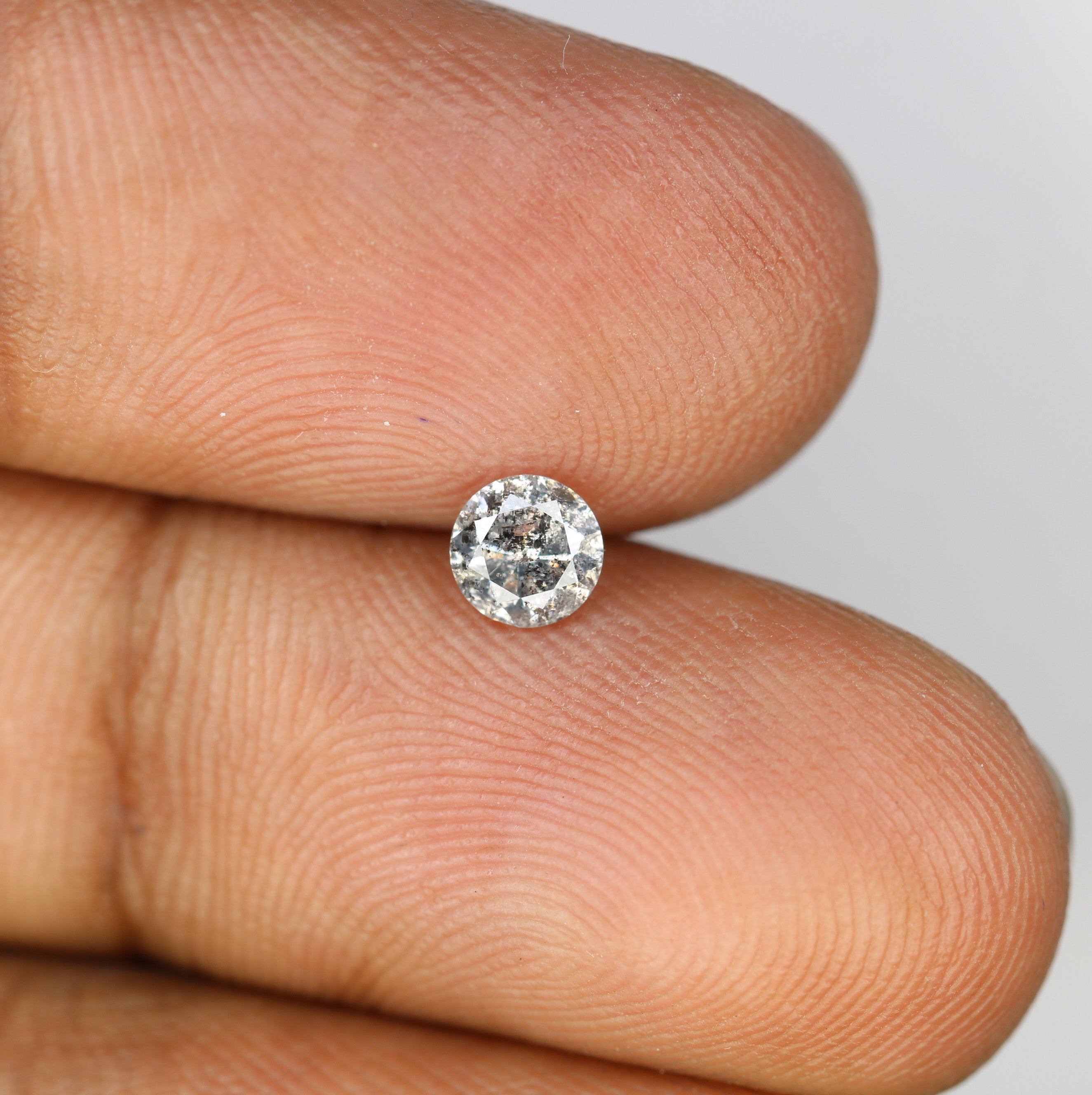 0.42 CT Salt And Pepper 4.60 x 2.90 MM Loose Round Brilliant Cut Diamond For Engagement Ring