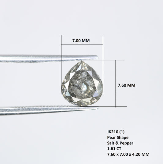 1.61 CT 7.60 MM Pear Shape Salt And Pepper Diamond