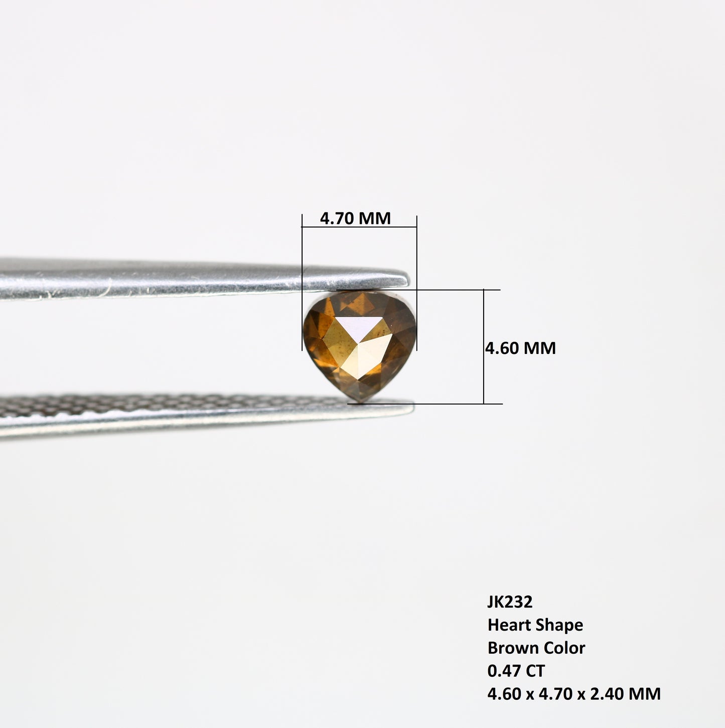 0.47 Ct 4.6 MM Heart Shape Fancy Brown Color Loose Diamond For Diamond Pendant - JayKrishna Diamond