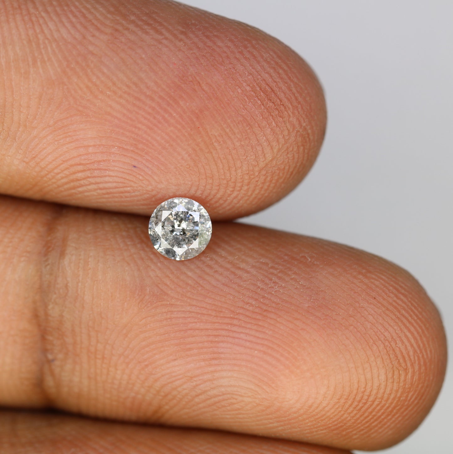 0.38 CT 4.60 MM Loose Brilliant Cut Round Salt And Pepper Diamond For Engagement Ring