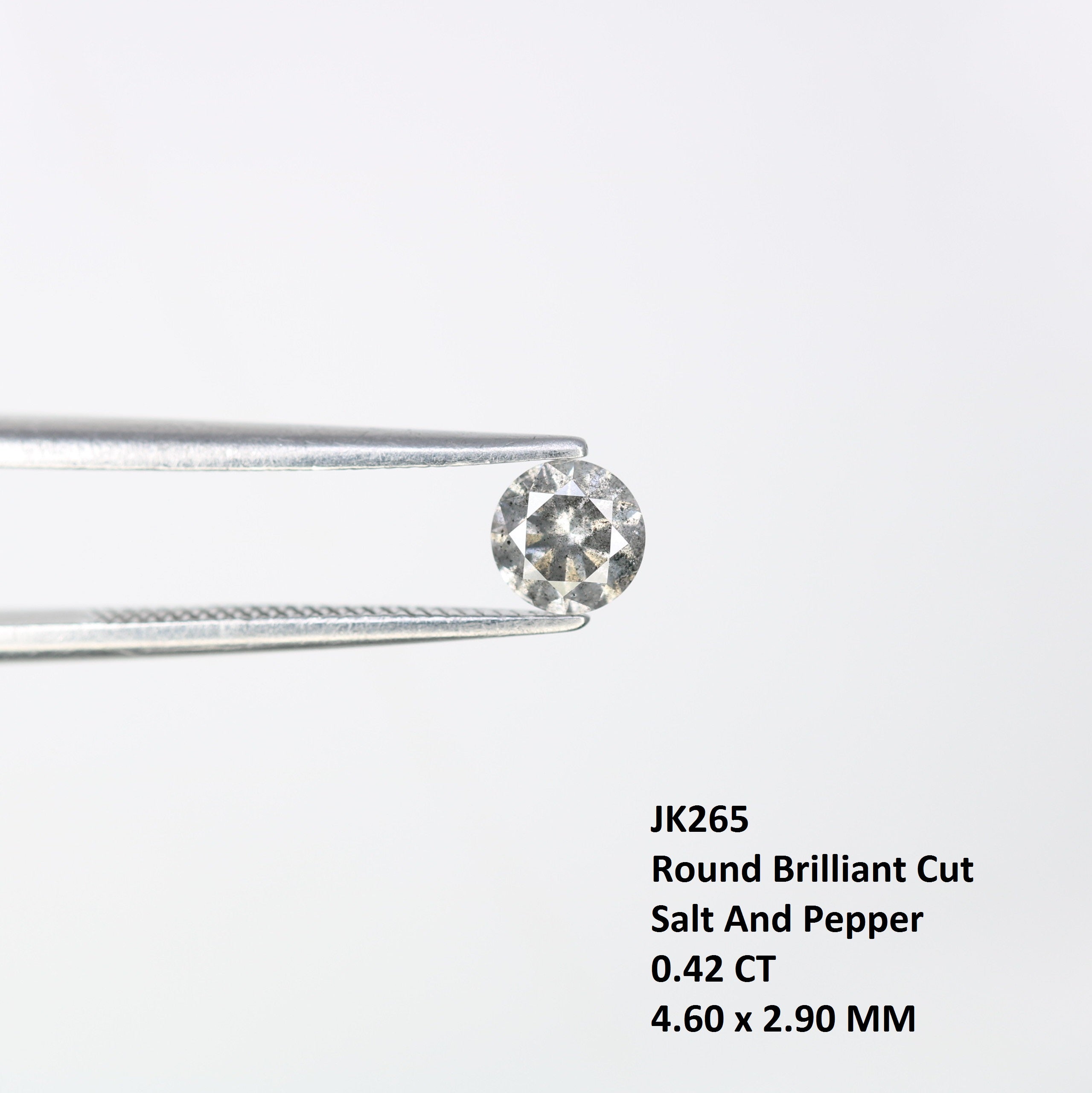 0.42 CT 4.60 x 2.90 MM Brilliant Cut Salt And Pepper Loose Natural Round Diamond For Engagement Ring