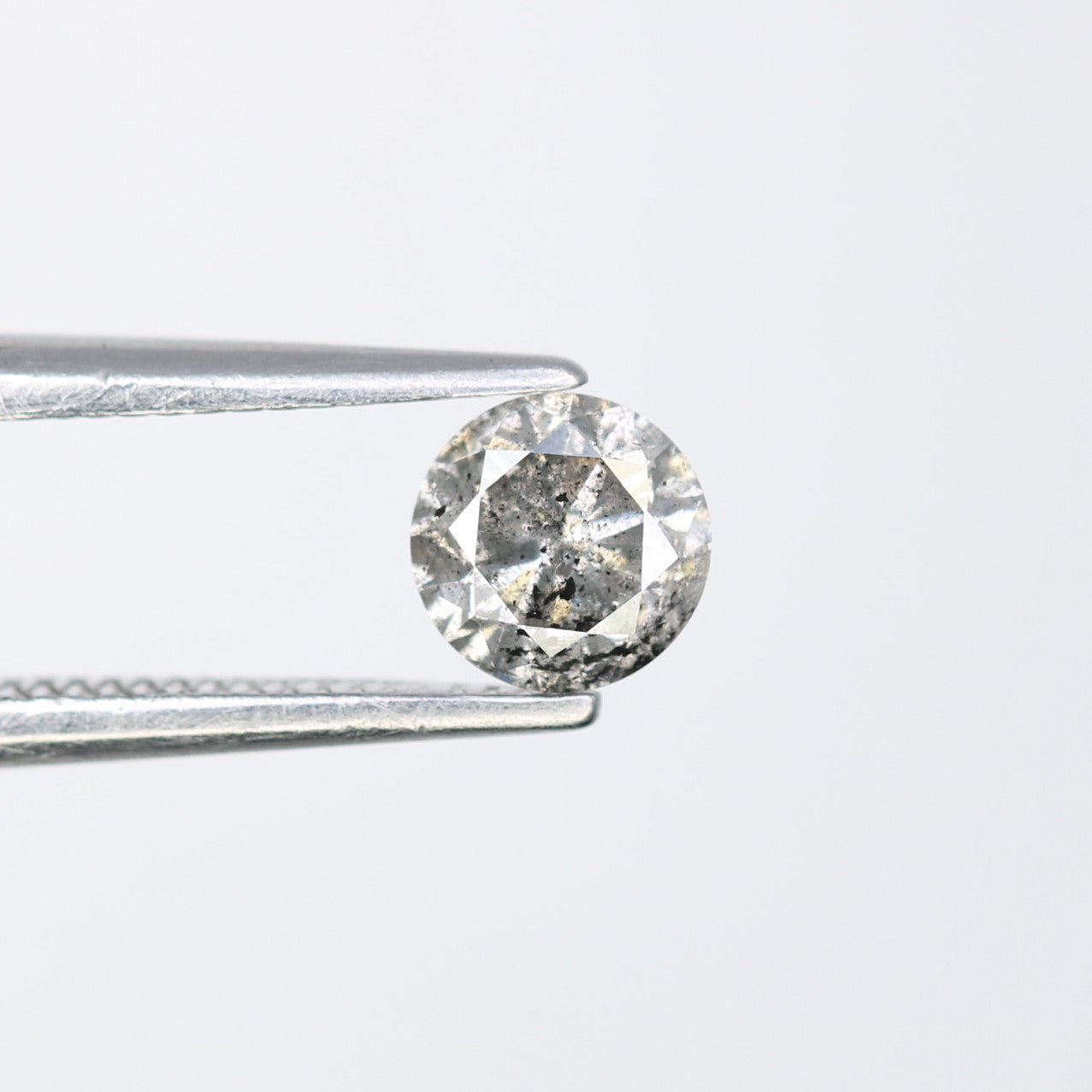 0.40 CT Round Brilliant Cut Salt And Pepper 4.60 x 2.90 MM Diamond For Engagement Ring