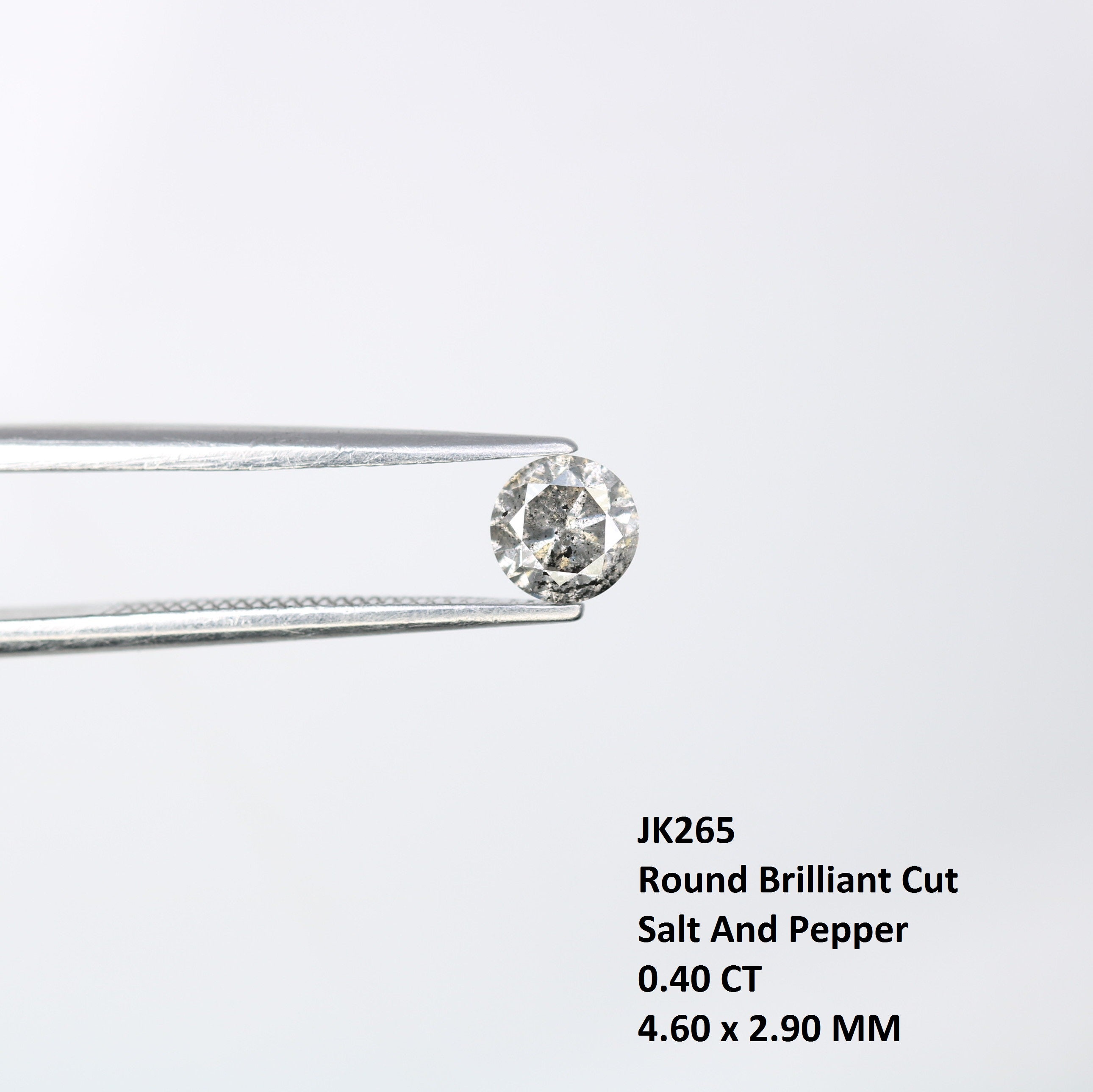 0.40 CT Round Brilliant Cut Salt And Pepper 4.60 x 2.90 MM Diamond For Engagement Ring