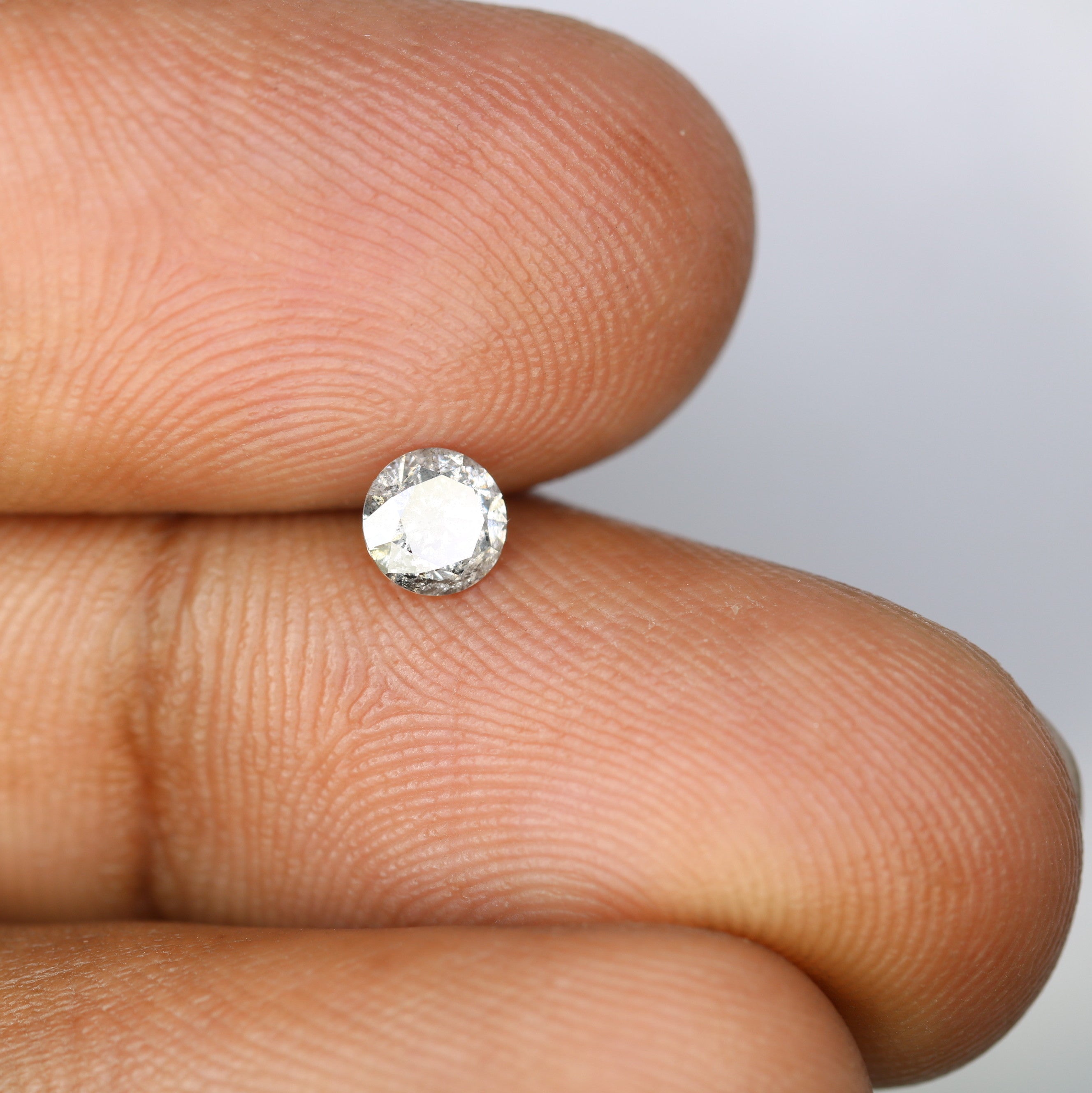 0.40 CT Round Brilliant Cut Salt And Pepper 4.60 x 2.90 MM Diamond For Engagement Ring