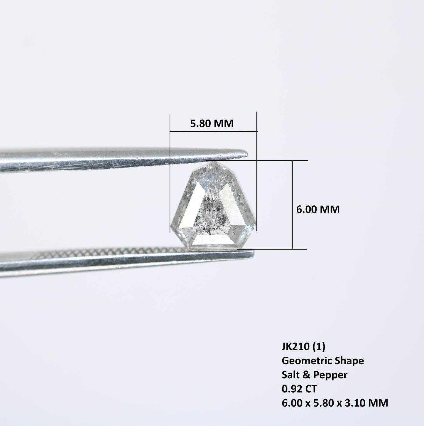 0.92 CT 6.00 MM Geometric Shape Salt And Pepper Diamond For Wedding Ring