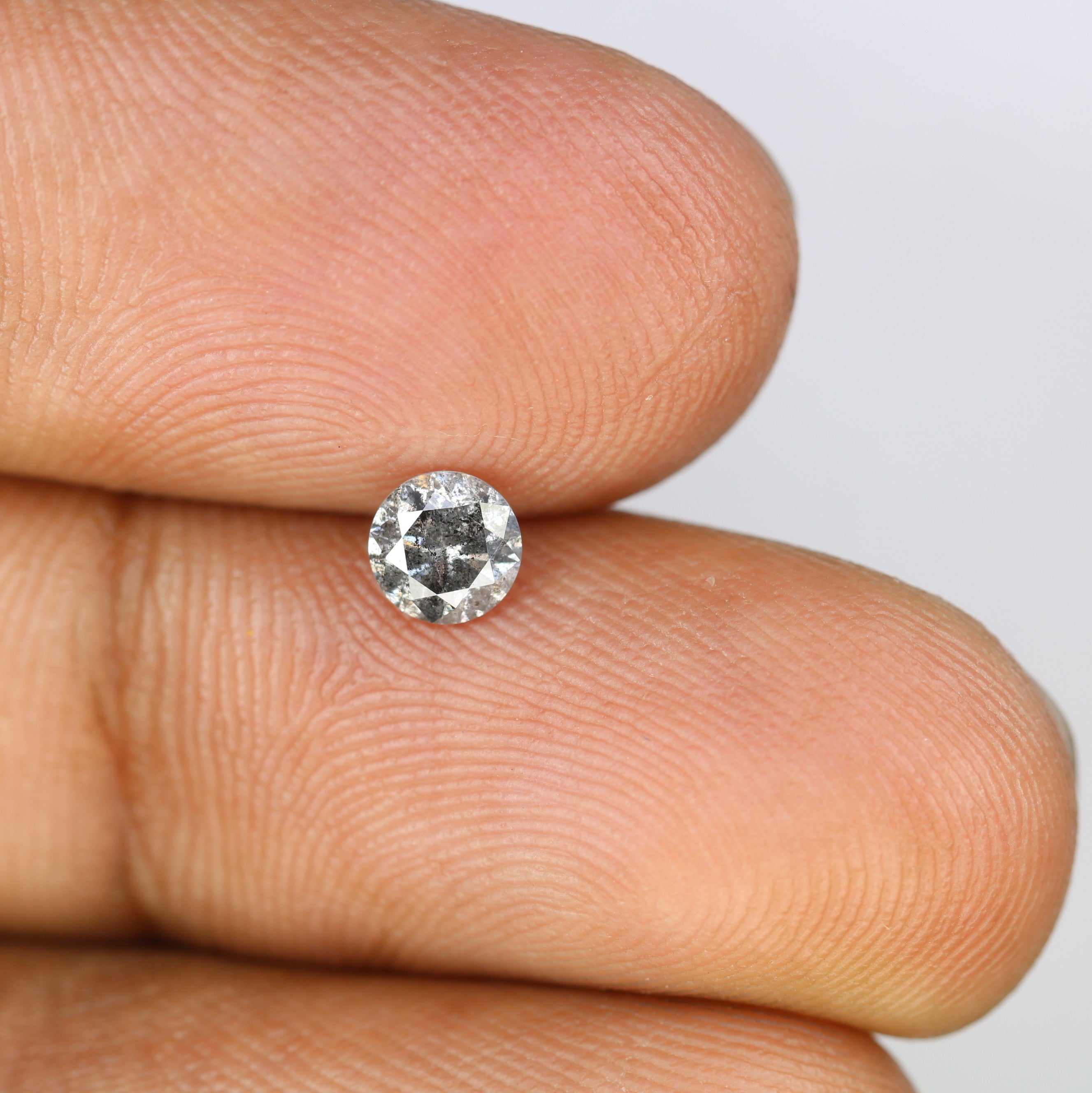 0.44 CT Loose Salt And Pepper Round Brilliant Cut Diamond For Engagement Ring