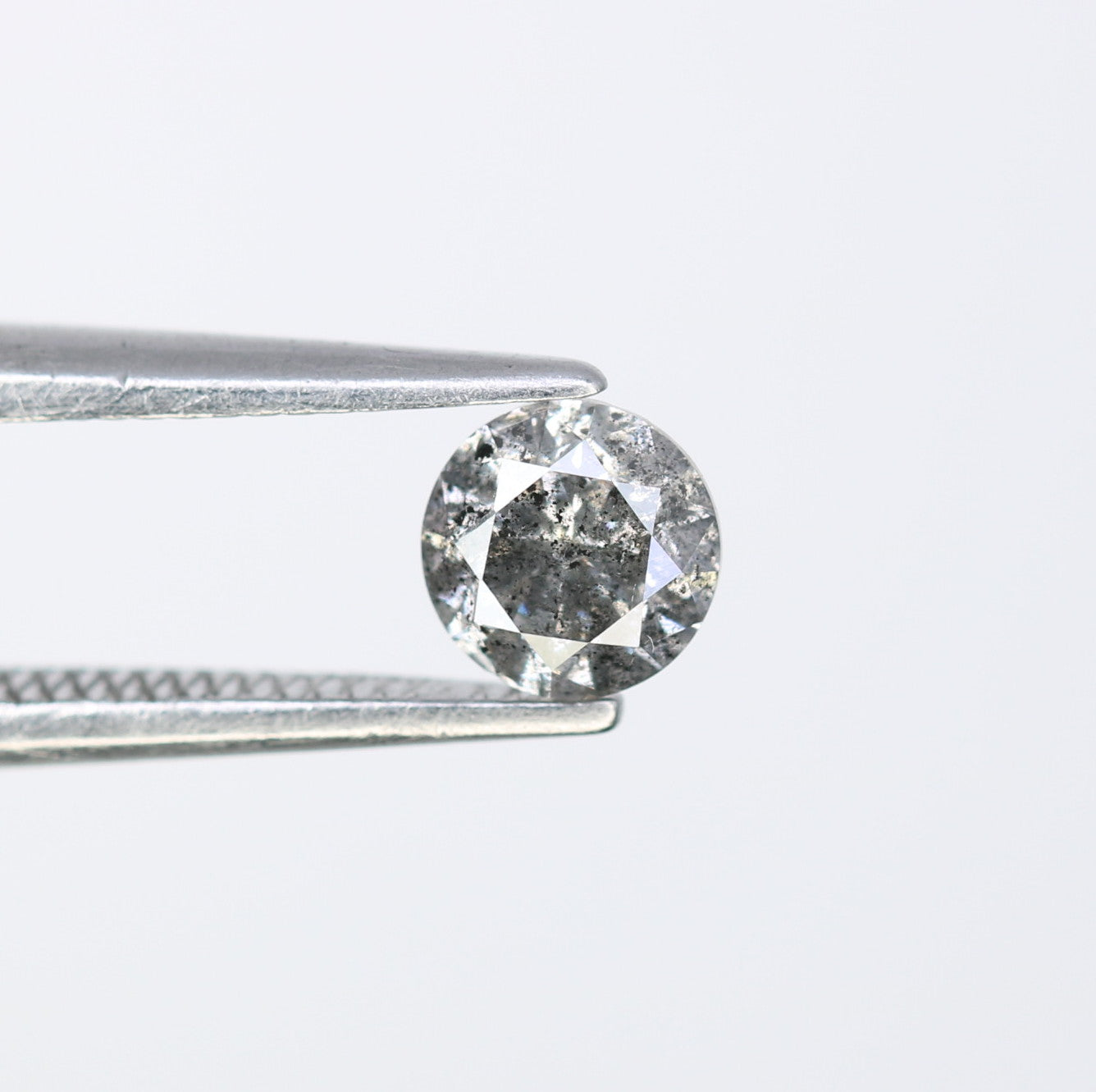 0.42 CT 4.60 MM Round Brilliant Cut Salt And Pepper Diamond For Engagement Ring