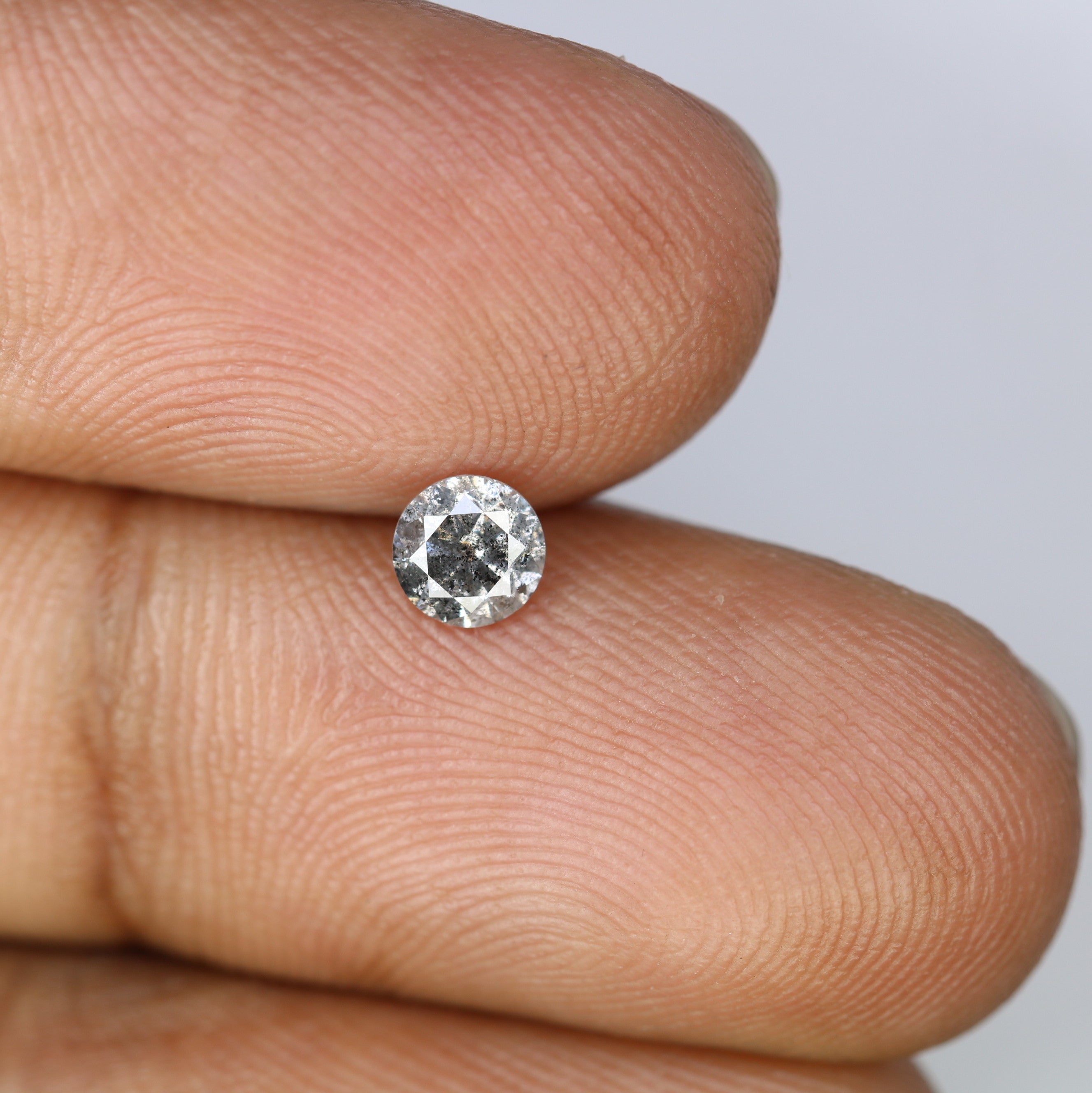 0.42 CT 4.60 MM Round Brilliant Cut Salt And Pepper Diamond For Engagement Ring