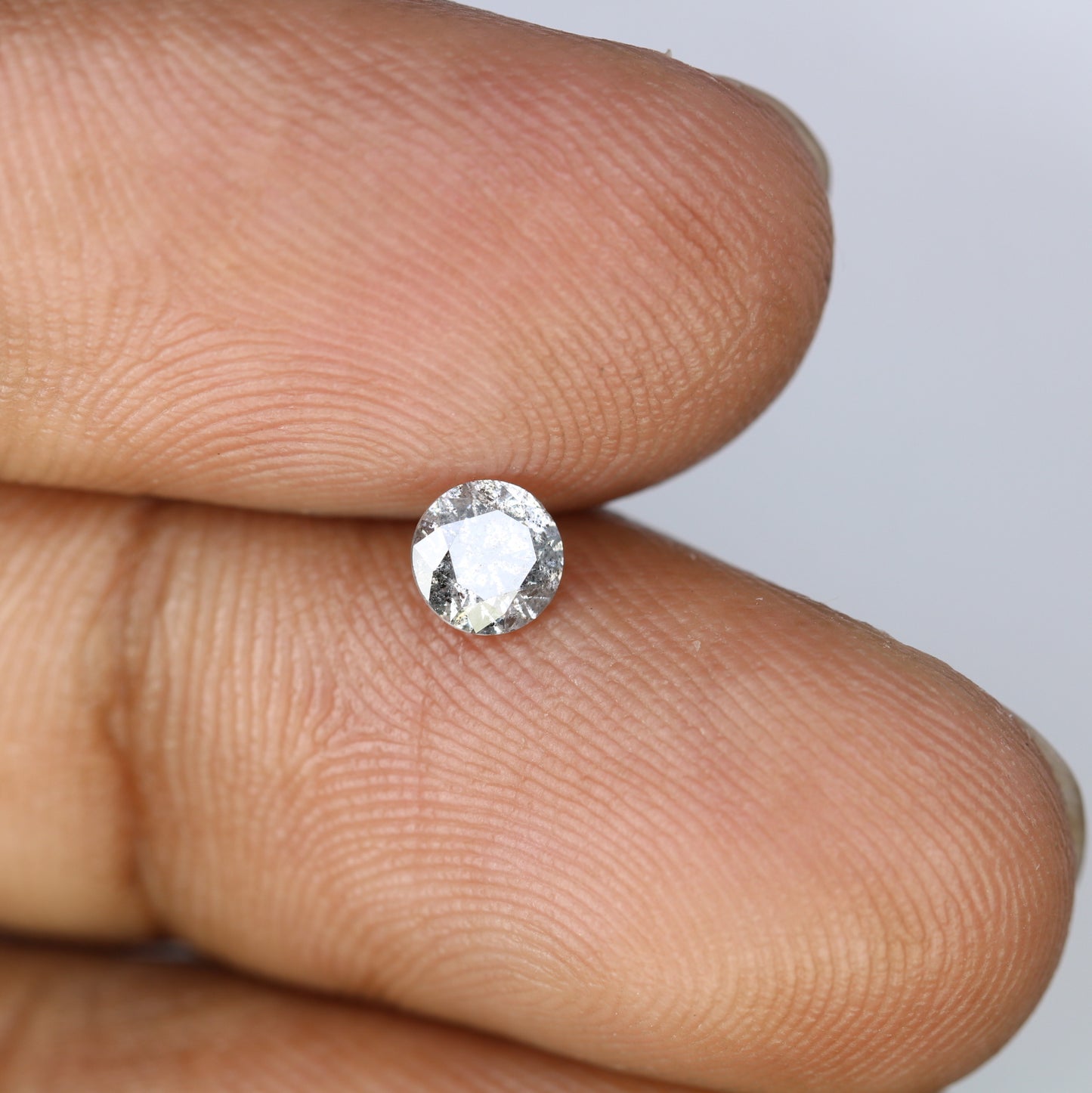 0.42 CT 4.60 MM Round Brilliant Cut Salt And Pepper Diamond For Engagement Ring