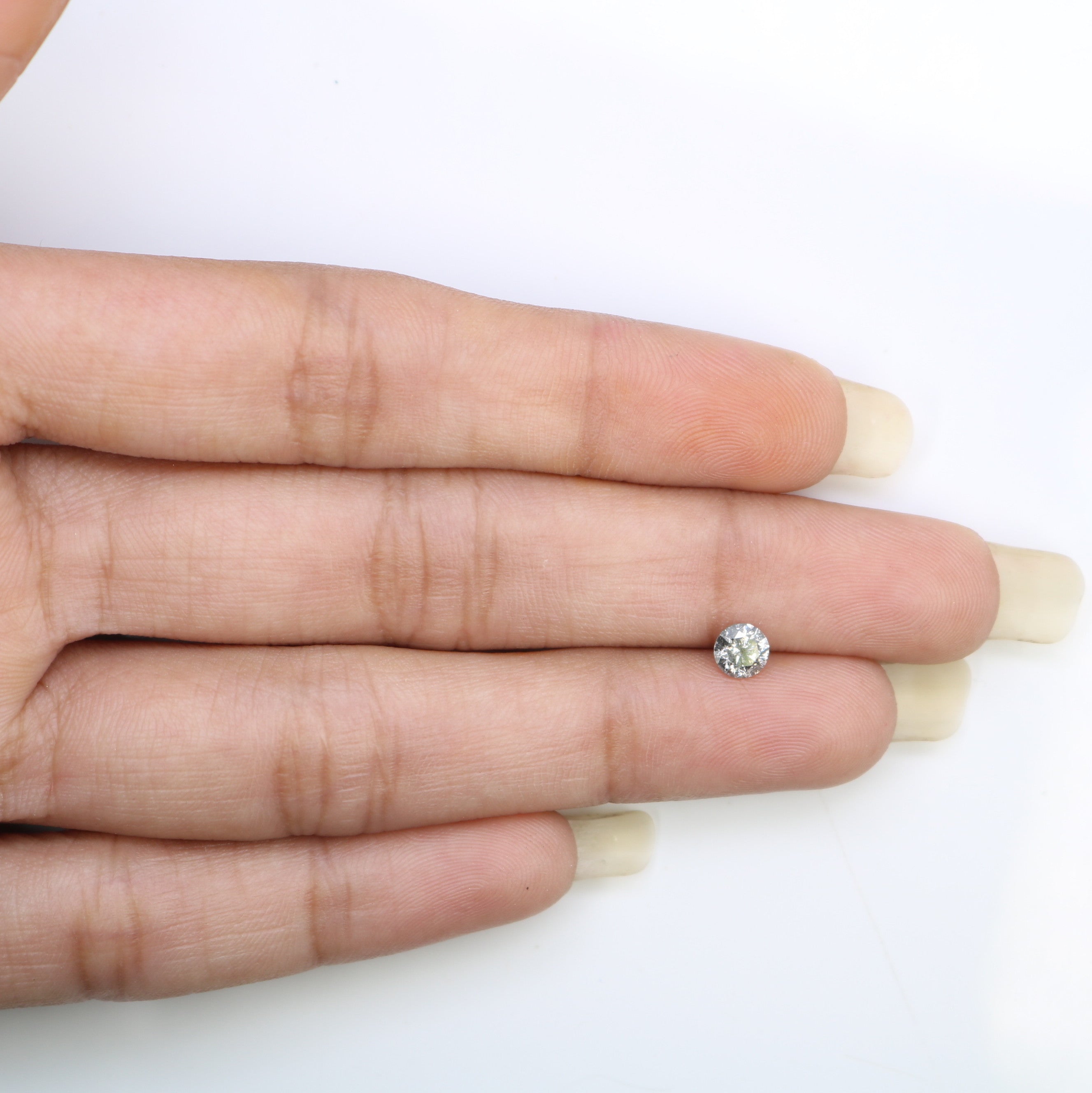 0.42 CT 4.60 MM Round Brilliant Cut Salt And Pepper Diamond For Engagement Ring