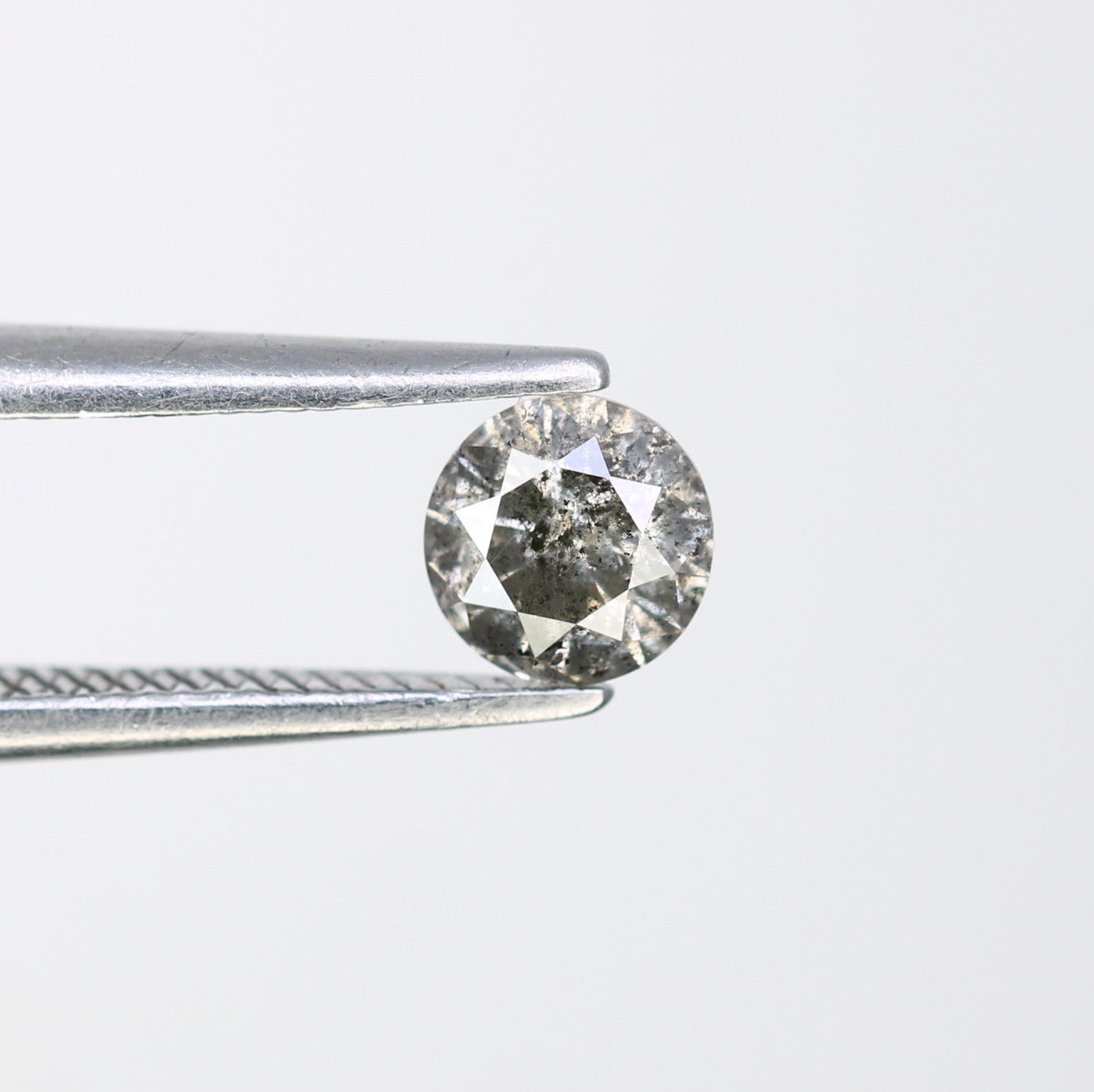 0.37 CT 4.50 x 2.80 MM Salt And Pepper Round Brilliant Cut Diamond For Engagement Ring