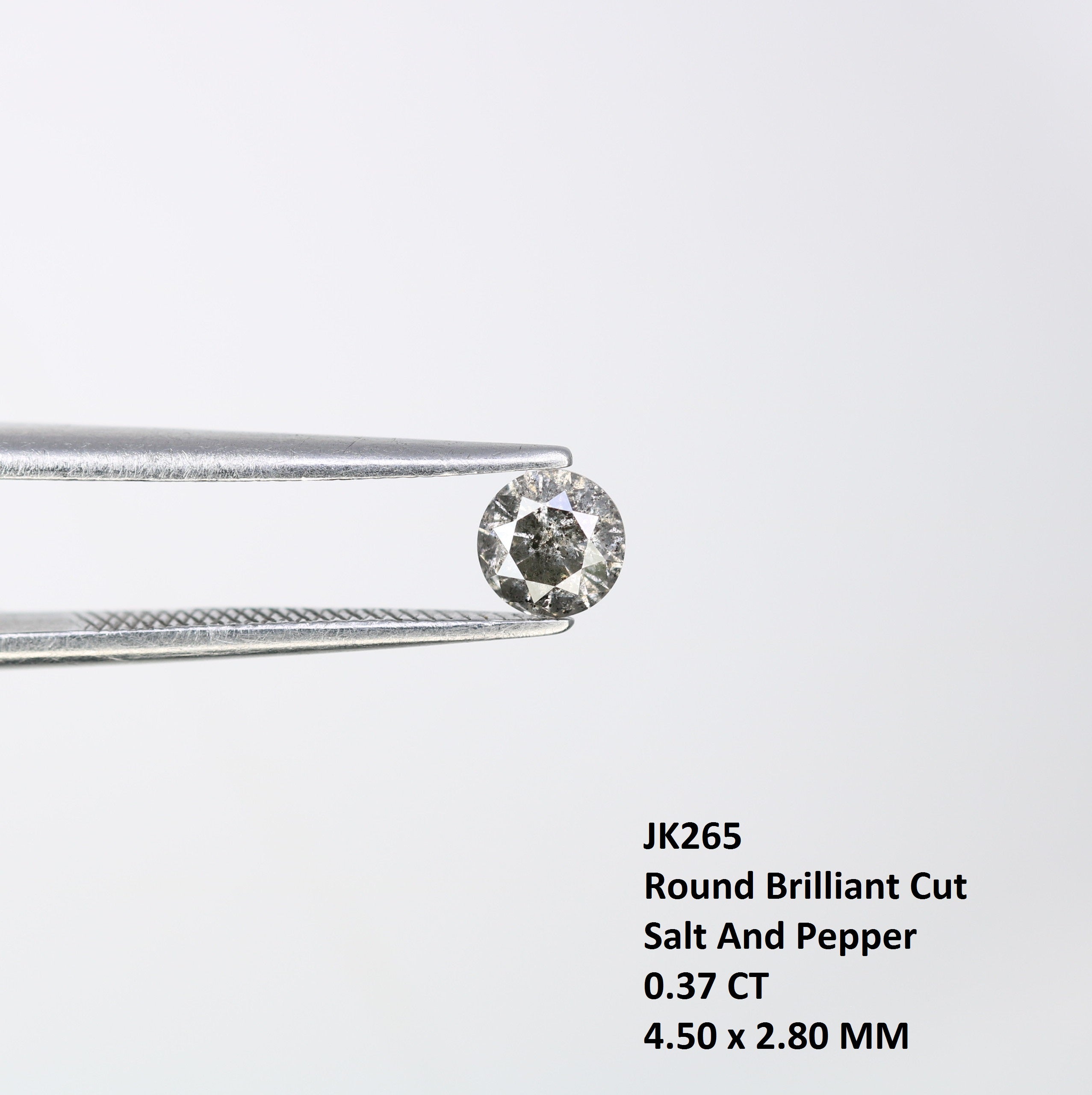 0.37 CT 4.50 x 2.80 MM Salt And Pepper Round Brilliant Cut Diamond For Engagement Ring