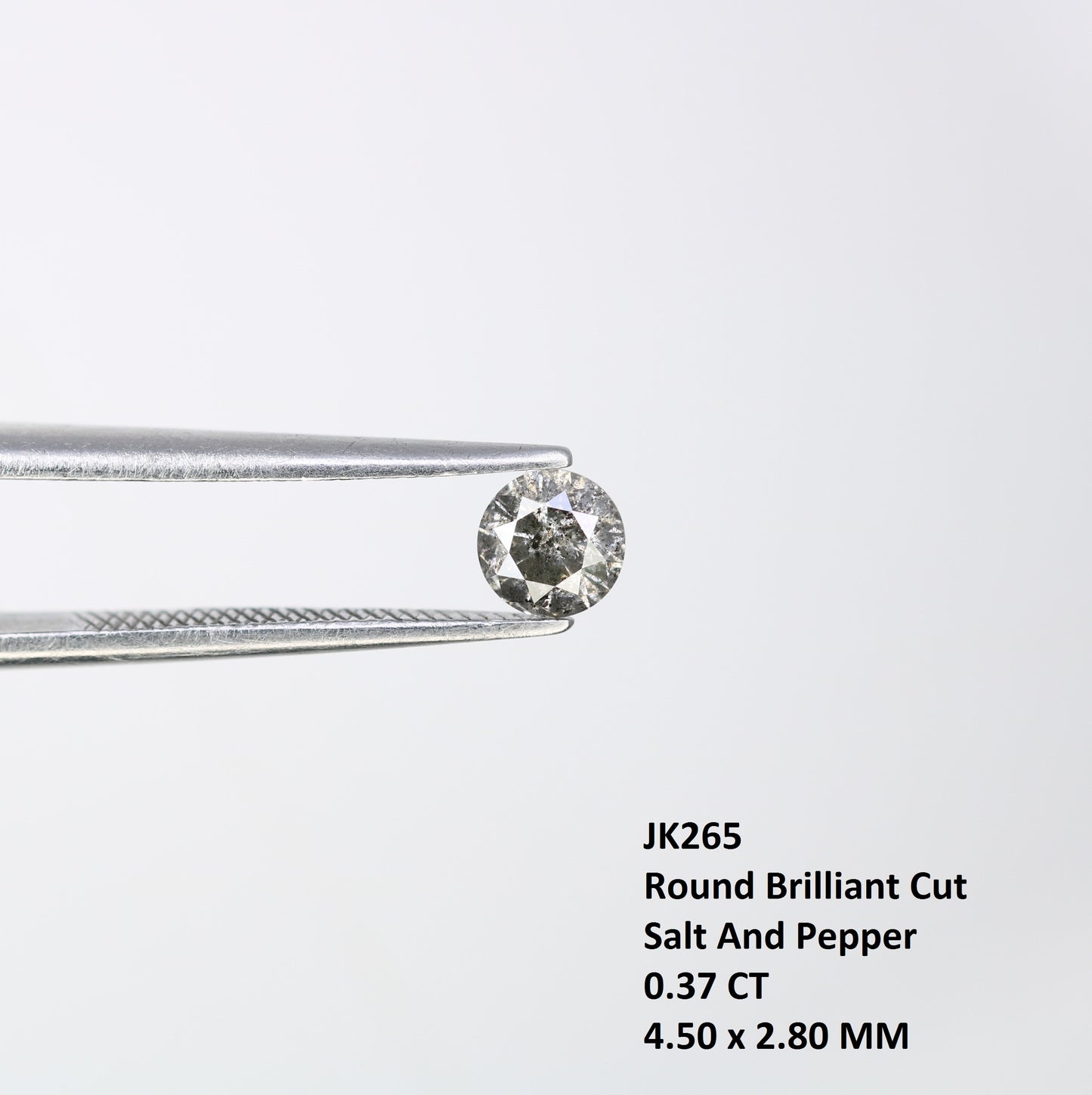 0.37 CT Round Brilliant Cut Salt and Pepper Diamond 4.50 x 2.80 MM | Natural Gemstone for Custom Engagement Rings, Unique Ethical Jewelry & Artisan Bridal Rings - JayKrishna Diamond
