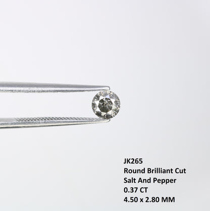 0.37 CT Round Brilliant Cut Salt and Pepper Diamond 4.50 x 2.80 MM | Natural Gemstone for Custom Engagement Rings, Unique Ethical Jewelry & Artisan Bridal Rings - JayKrishna Diamond