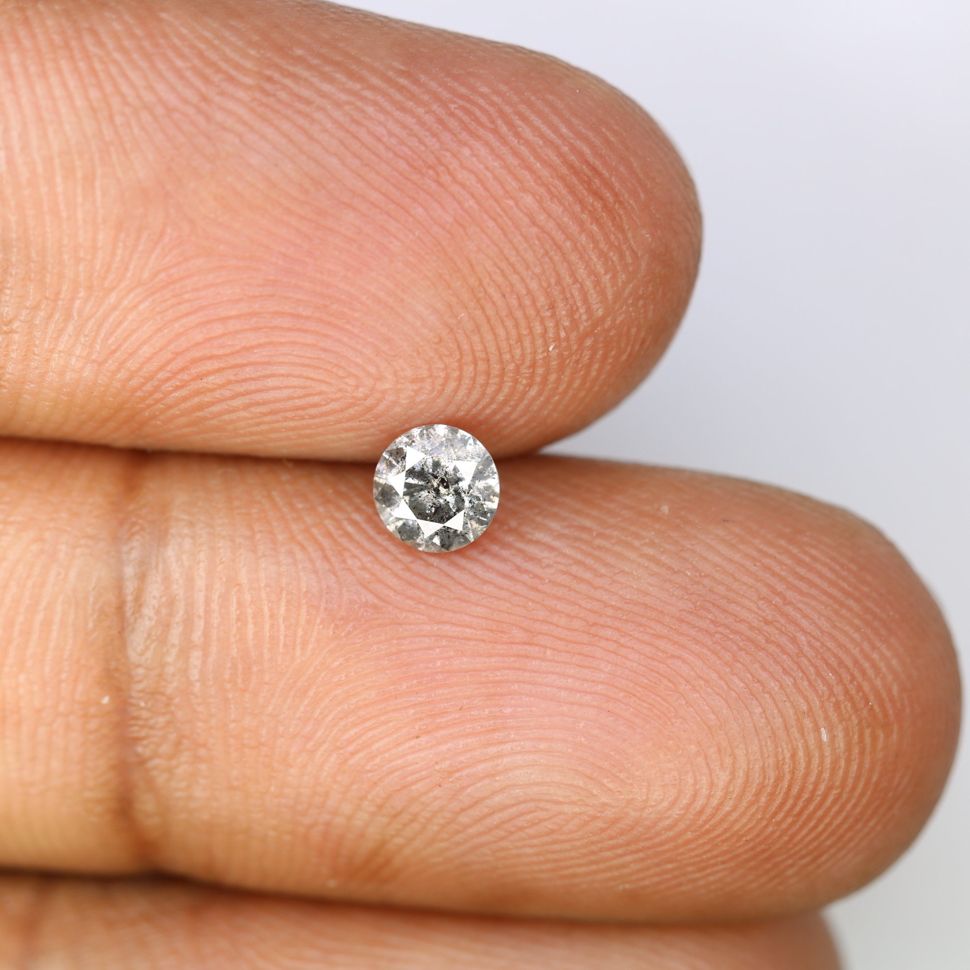 0.37 CT Round Brilliant Cut Salt and Pepper Diamond 4.50 x 2.80 MM | Natural Gemstone for Custom Engagement Rings, Unique Ethical Jewelry & Artisan Bridal Rings - JayKrishna Diamond