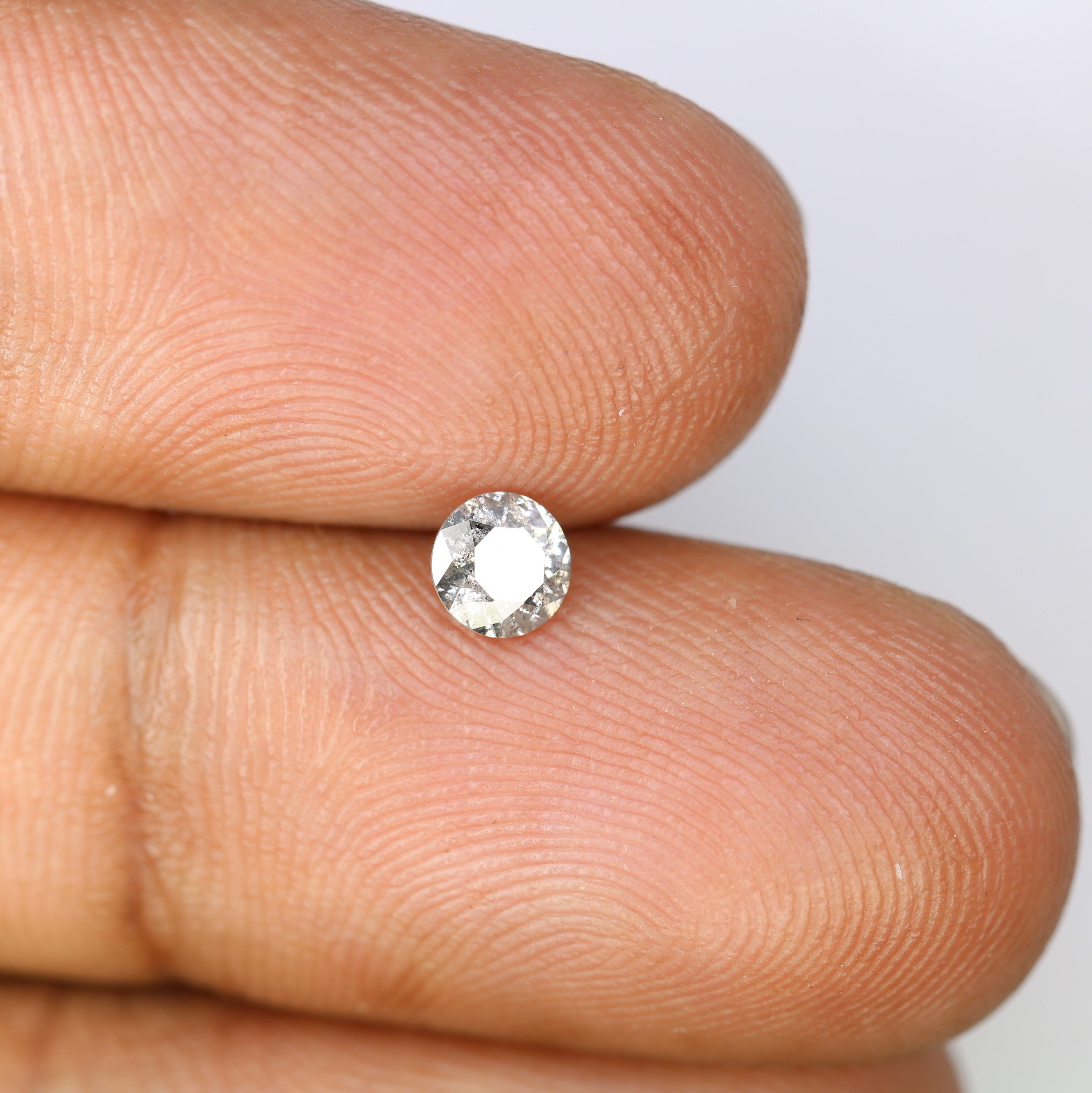 0.37 CT 4.50 x 2.80 MM Salt And Pepper Round Brilliant Cut Diamond For Engagement Ring
