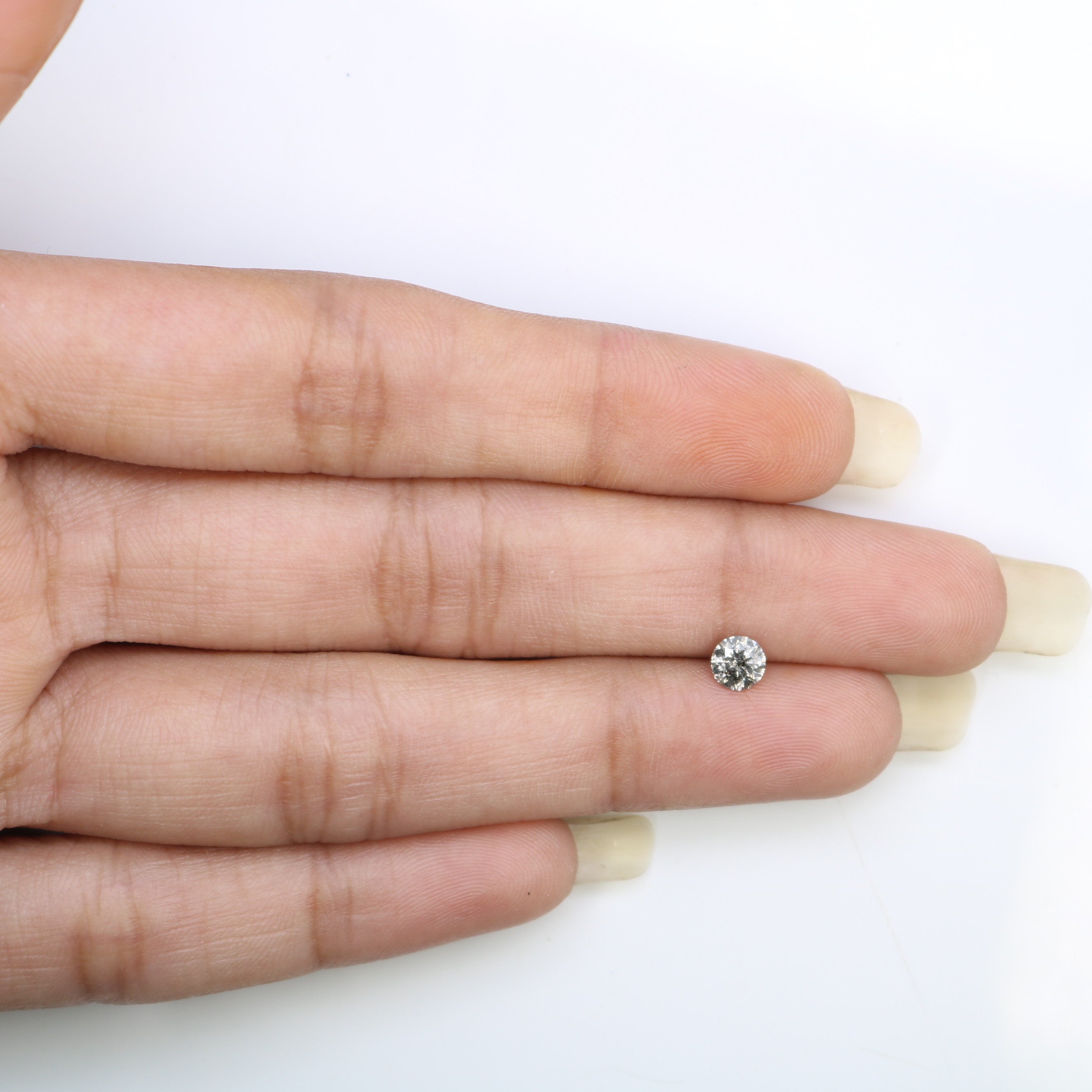 0.37 CT 4.50 x 2.80 MM Salt And Pepper Round Brilliant Cut Diamond For Engagement Ring