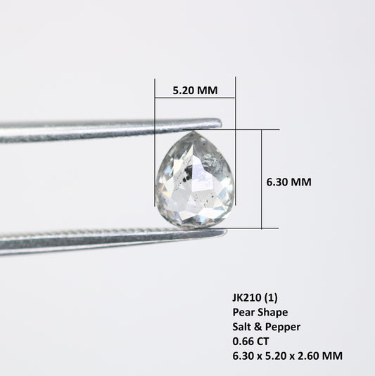 0.66 CT 6.30 MM Salt And Pepper Pear Shape Diamond For Engagement Ring
