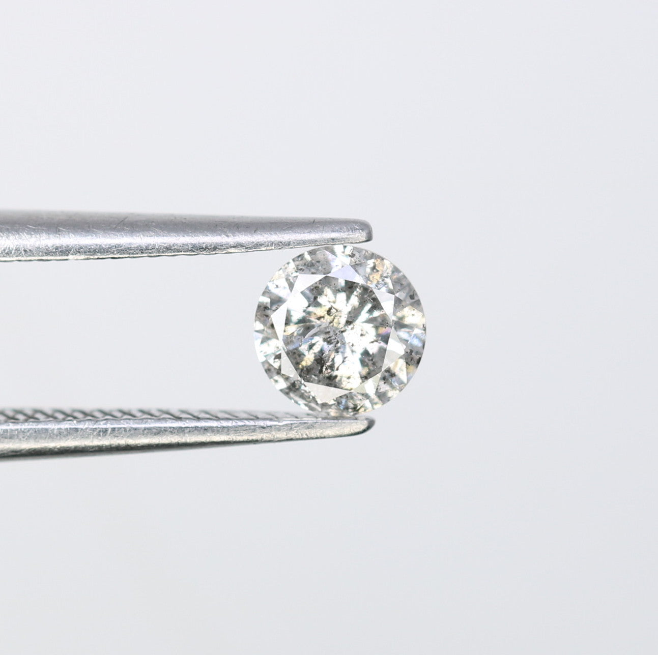 0.37 CT 4.60 MM Brilliant Cut Round Salt And Pepper Diamond For Engagement Ring