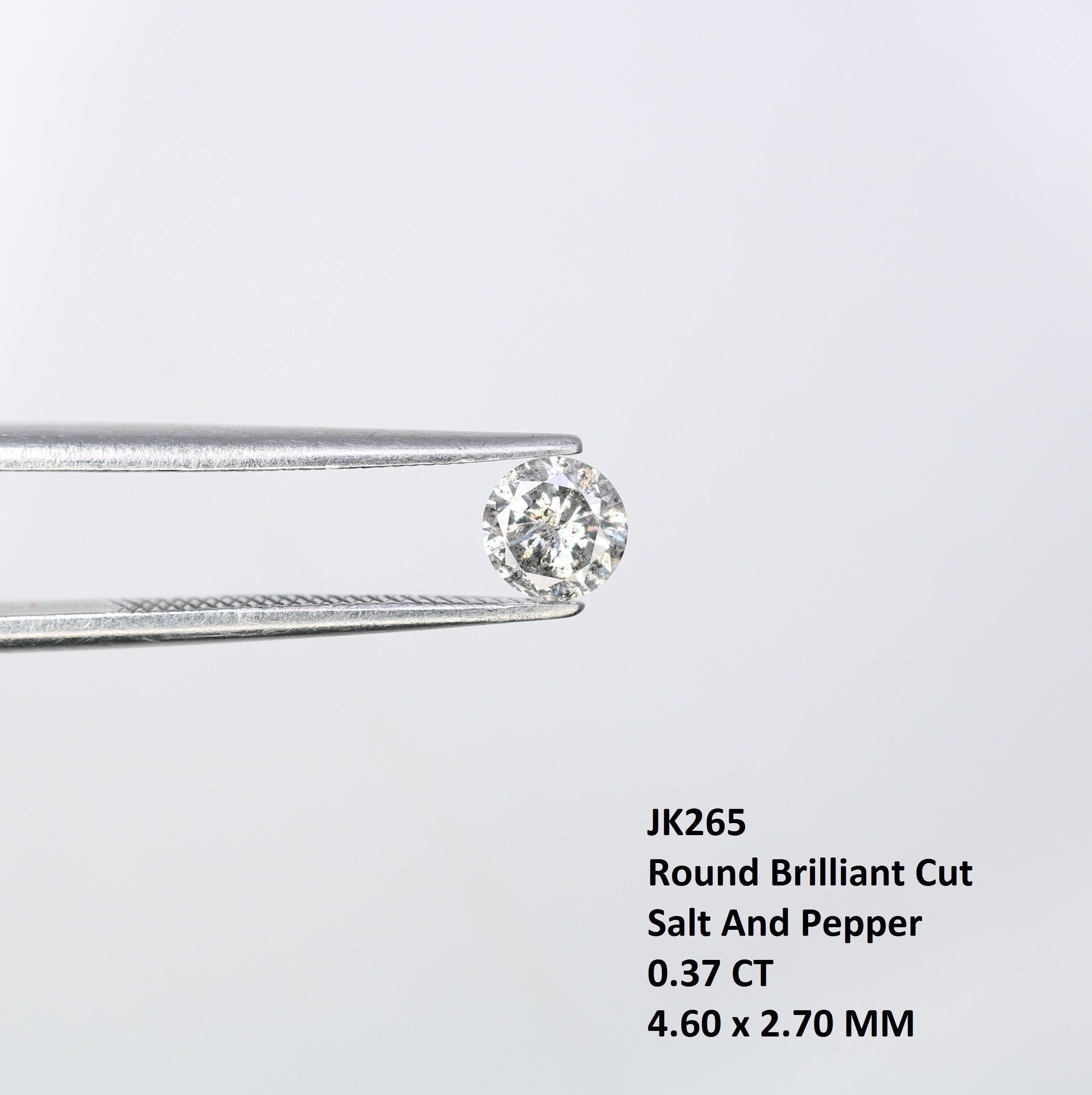 0.37 CT 4.60 MM Brilliant Cut Round Salt And Pepper Diamond For Engagement Ring