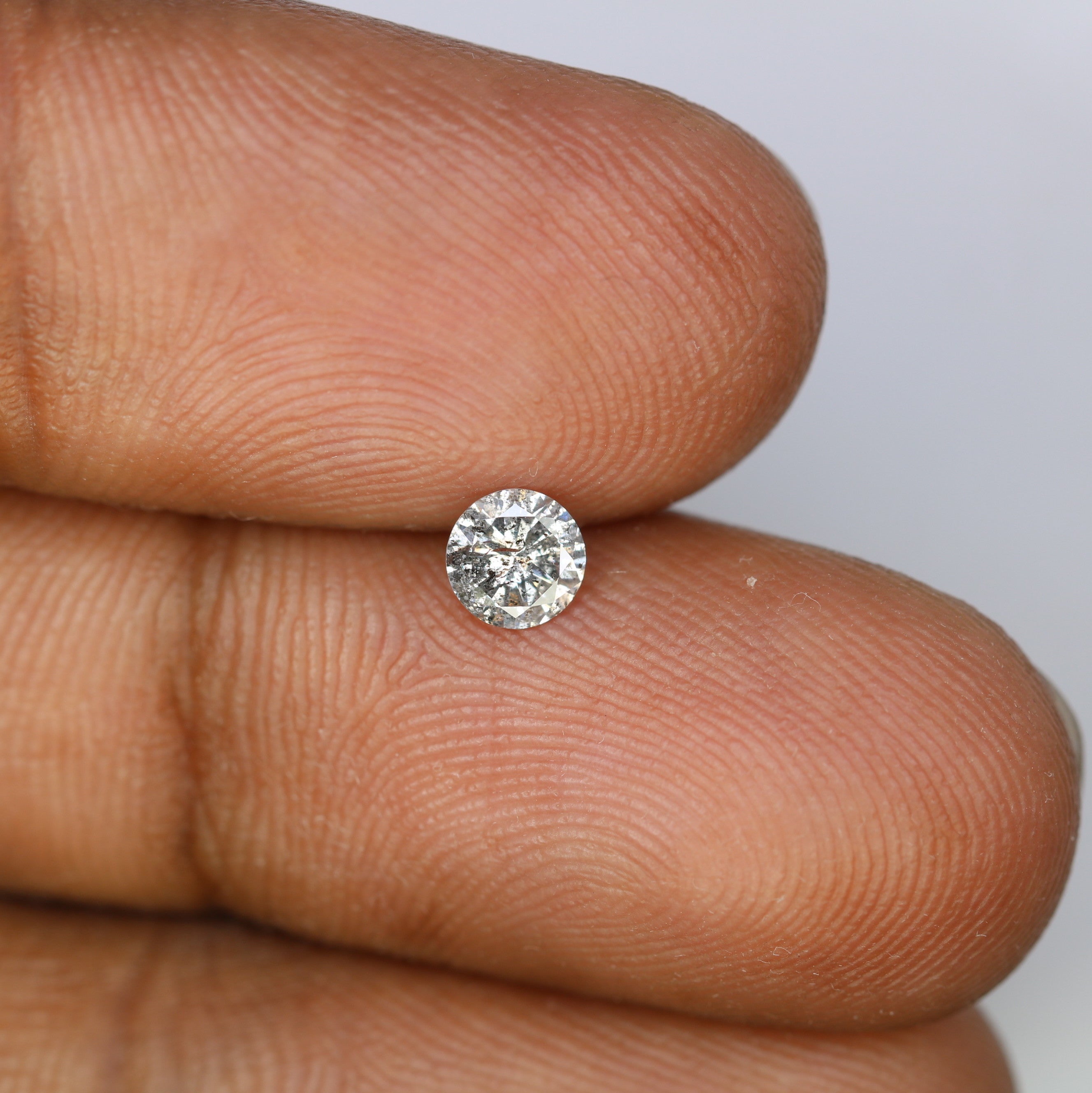 0.37 CT 4.60 MM Brilliant Cut Round Salt And Pepper Diamond For Engagement Ring