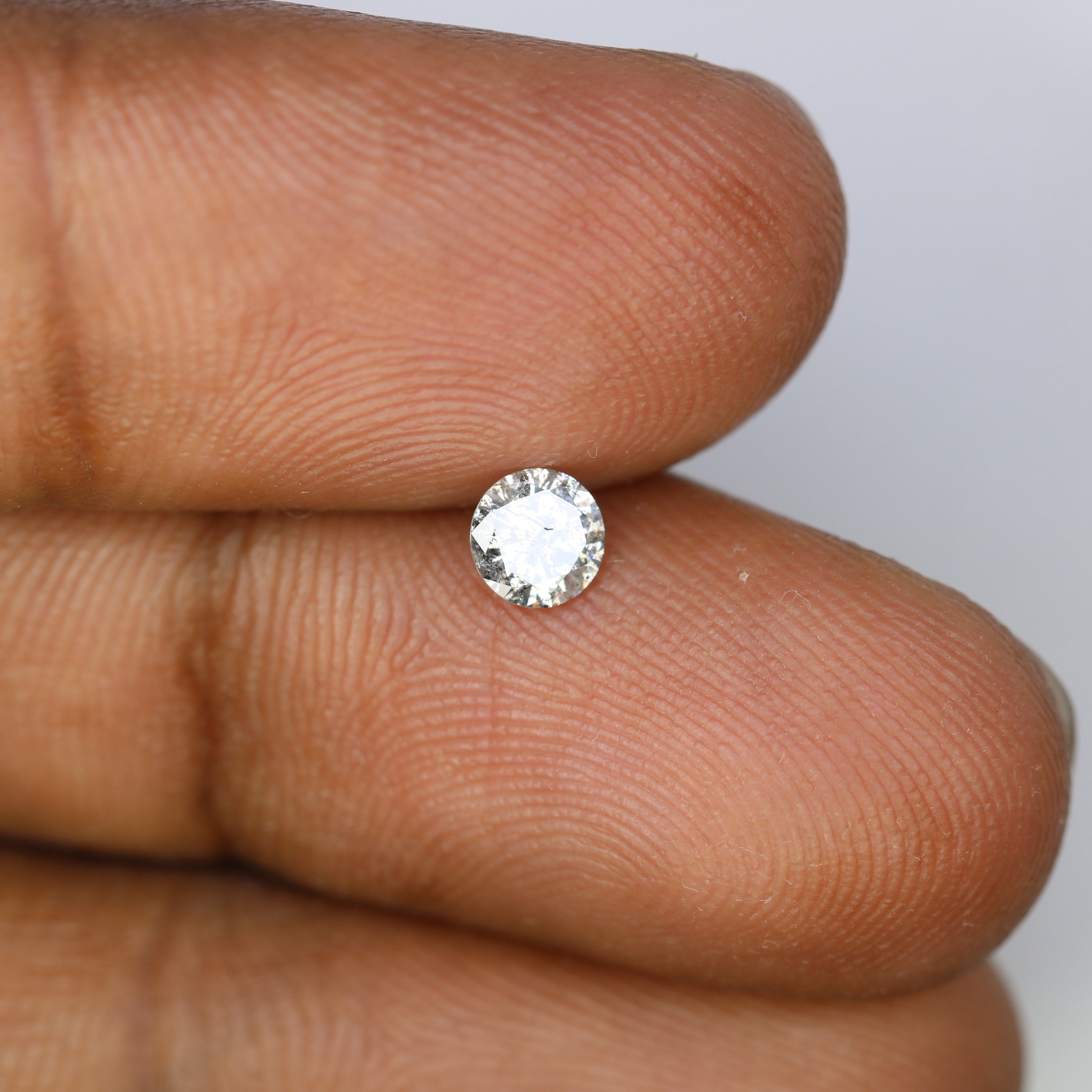 0.37 CT 4.60 MM Brilliant Cut Round Salt And Pepper Diamond For Engagement Ring