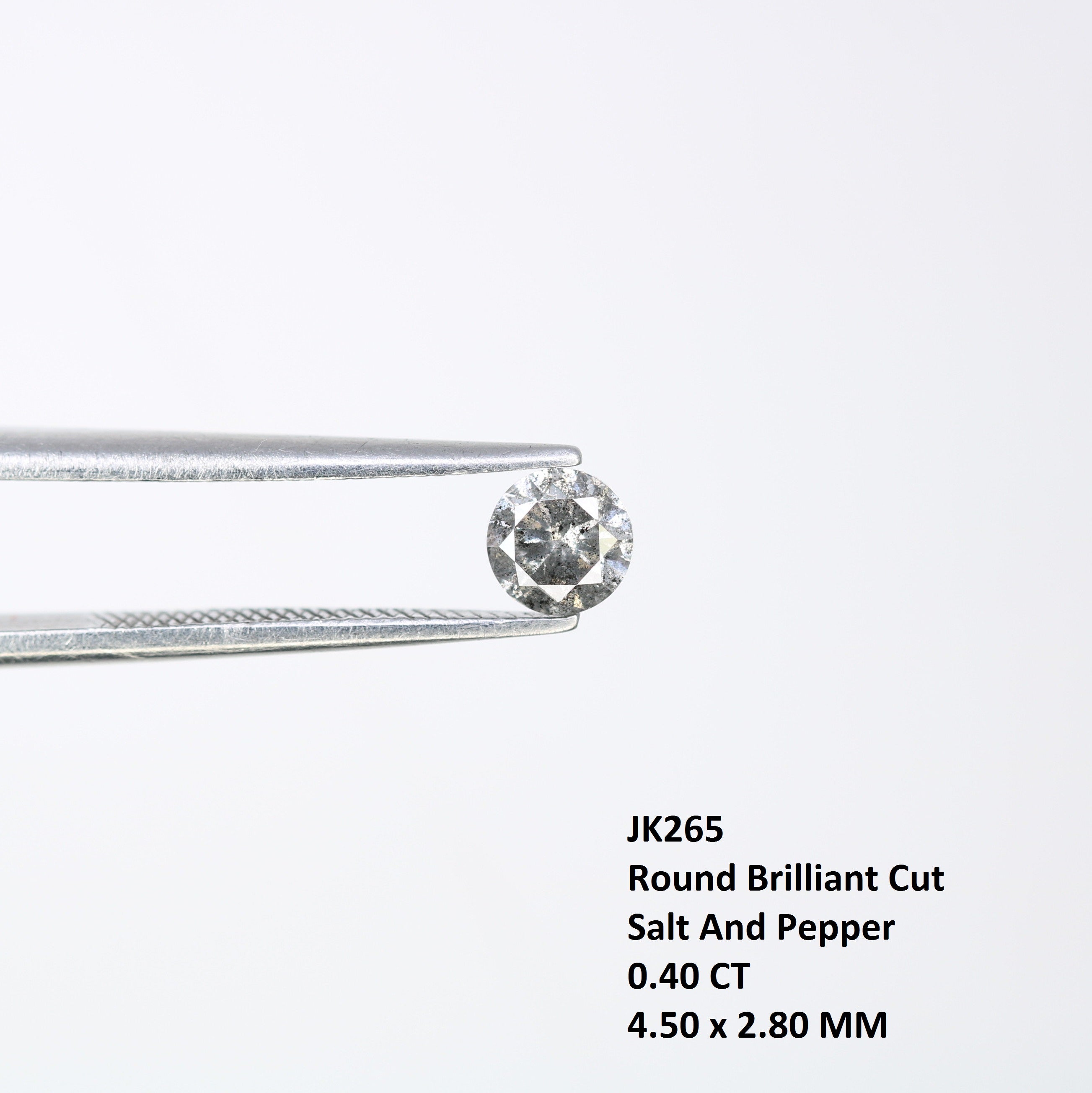 0.40 CT 4.50 x 2.80 MM Round Brilliant Cut Natural Salt And Pepper Diamond For Engagement Ring