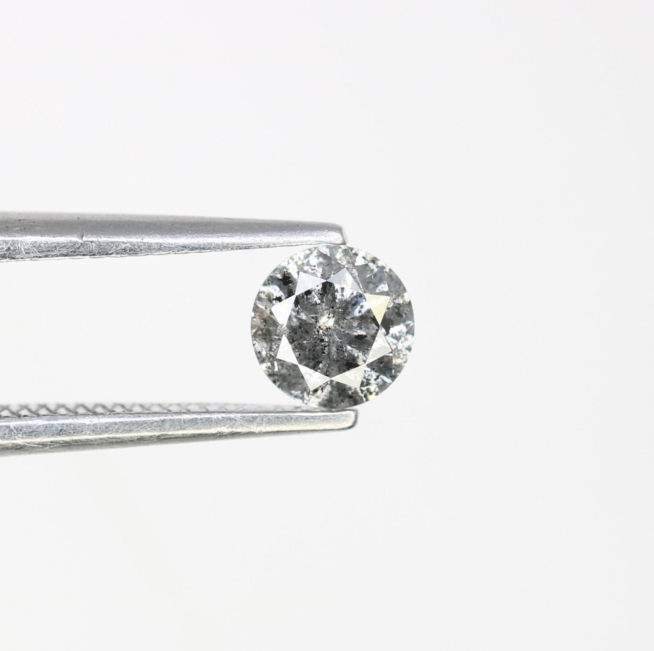 0.36 CT Salt And Pepper 4.50 x 2.70 MM Round Brilliant Cut Diamond For Engagement Ring