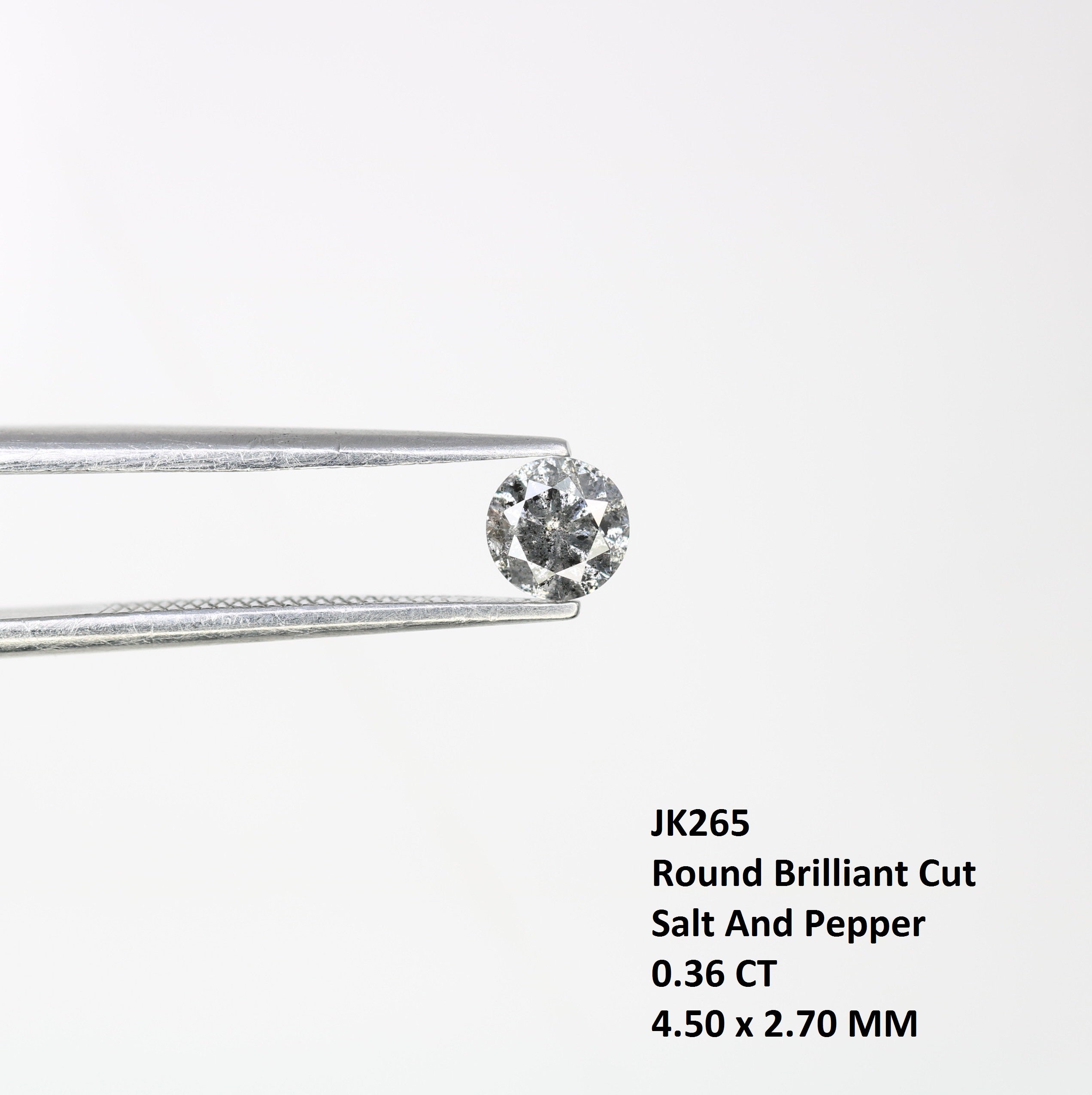 0.36 CT Salt And Pepper 4.50 x 2.70 MM Round Brilliant Cut Diamond For Engagement Ring