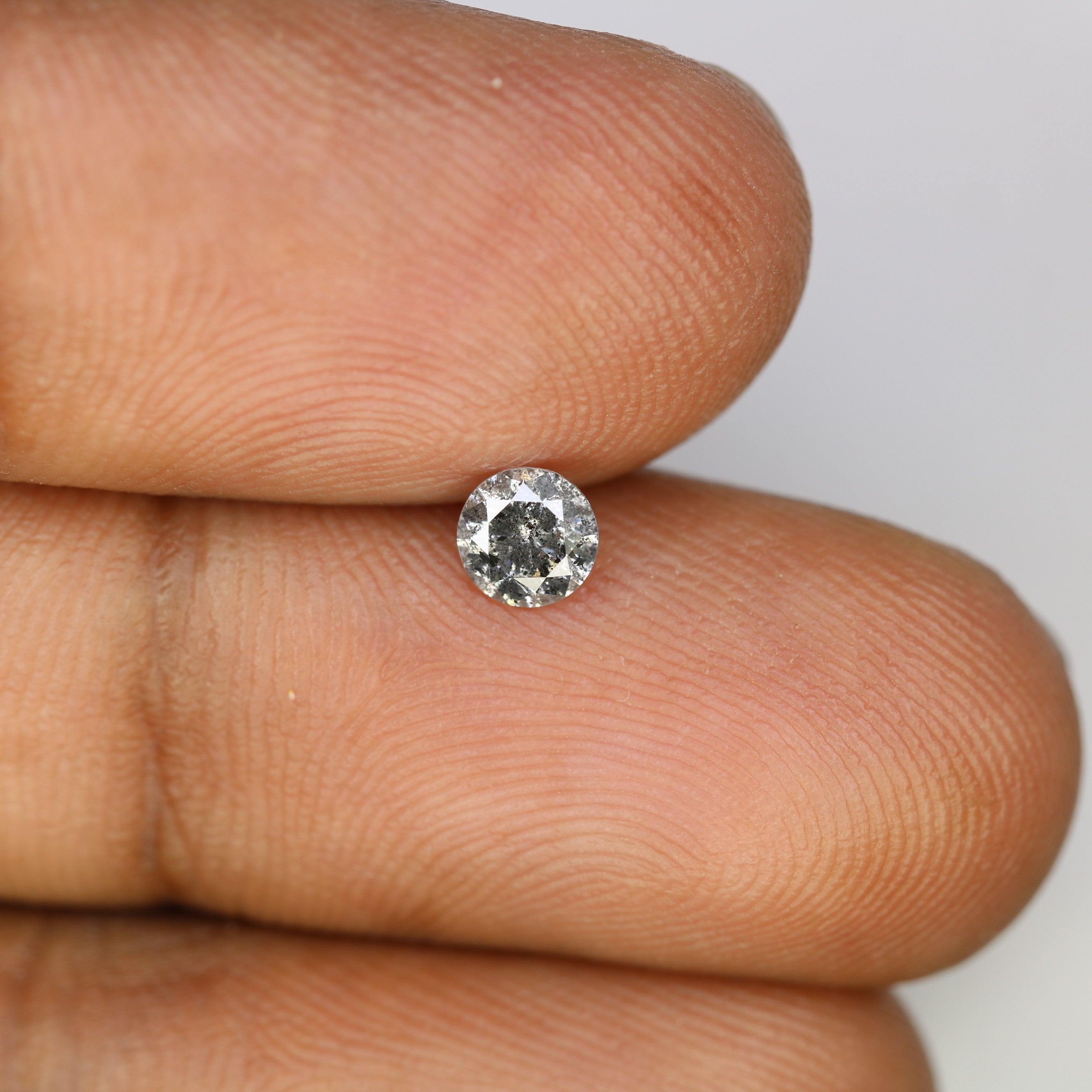 0.36 CT Salt And Pepper 4.50 x 2.70 MM Round Brilliant Cut Diamond For Engagement Ring