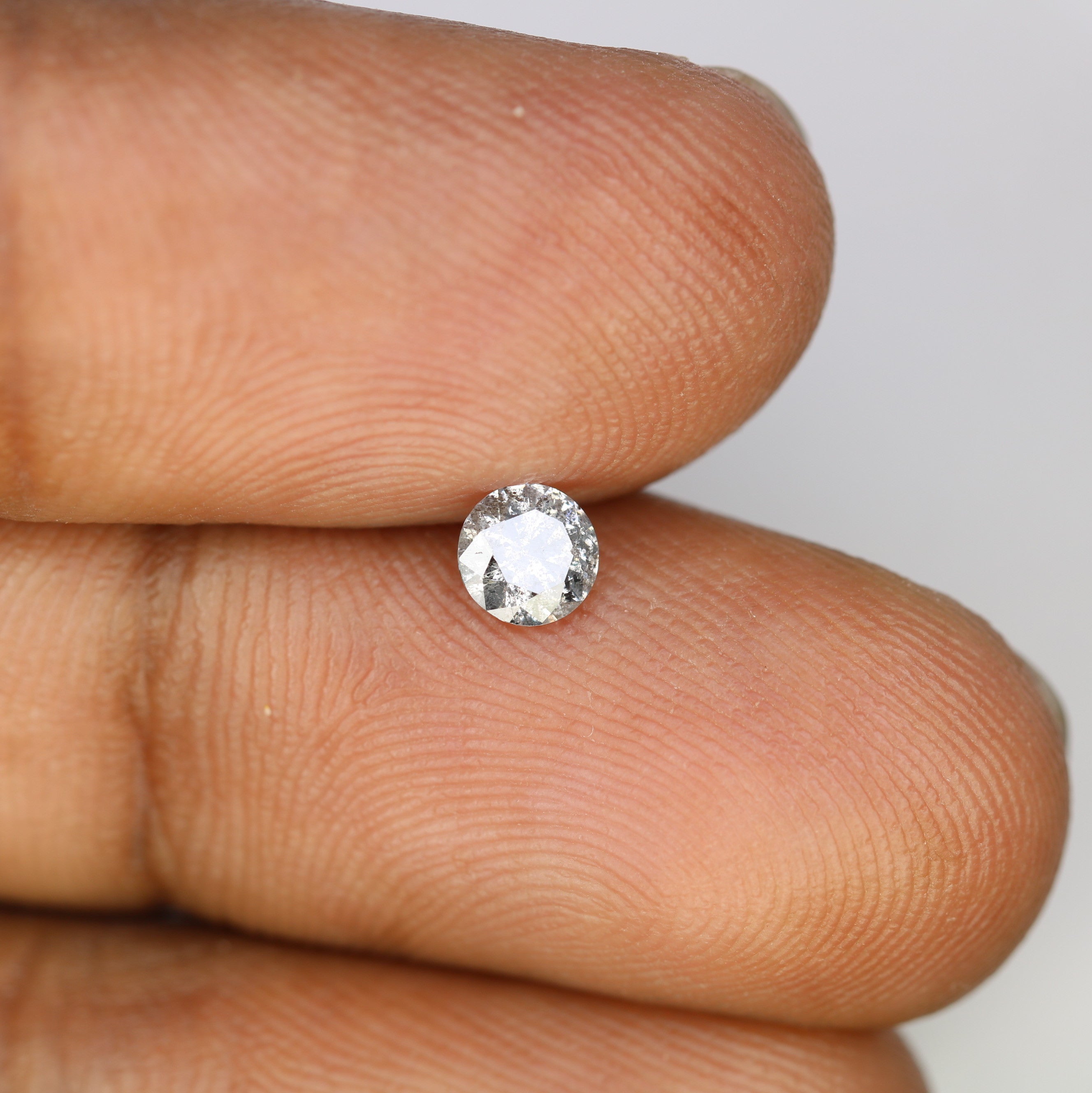 0.36 CT Salt And Pepper 4.50 x 2.70 MM Round Brilliant Cut Diamond For Engagement Ring