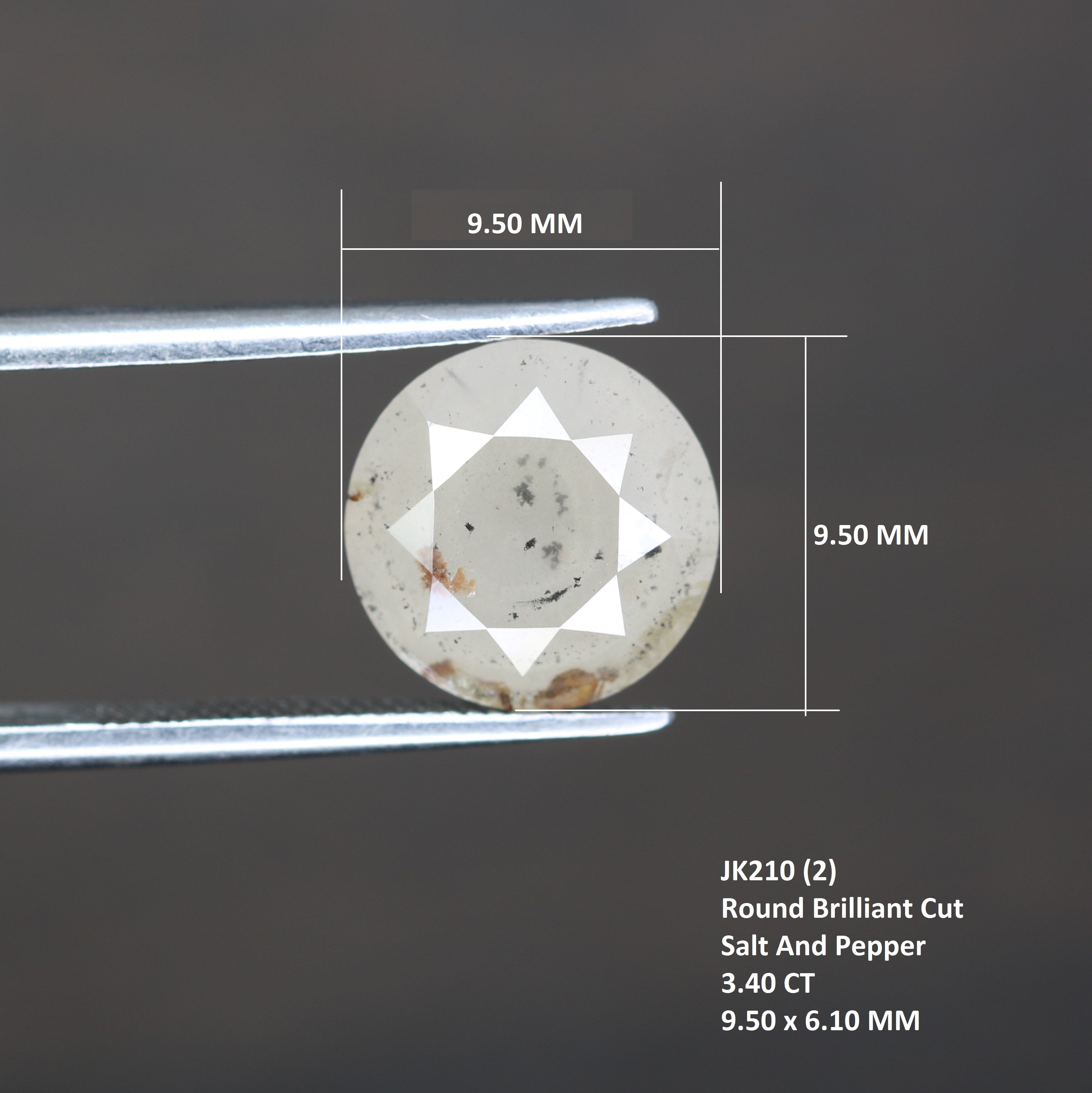 3.40 CT 9.50 MM Unique White Rustic Round Brilliant Cut Diamond For Jewelry