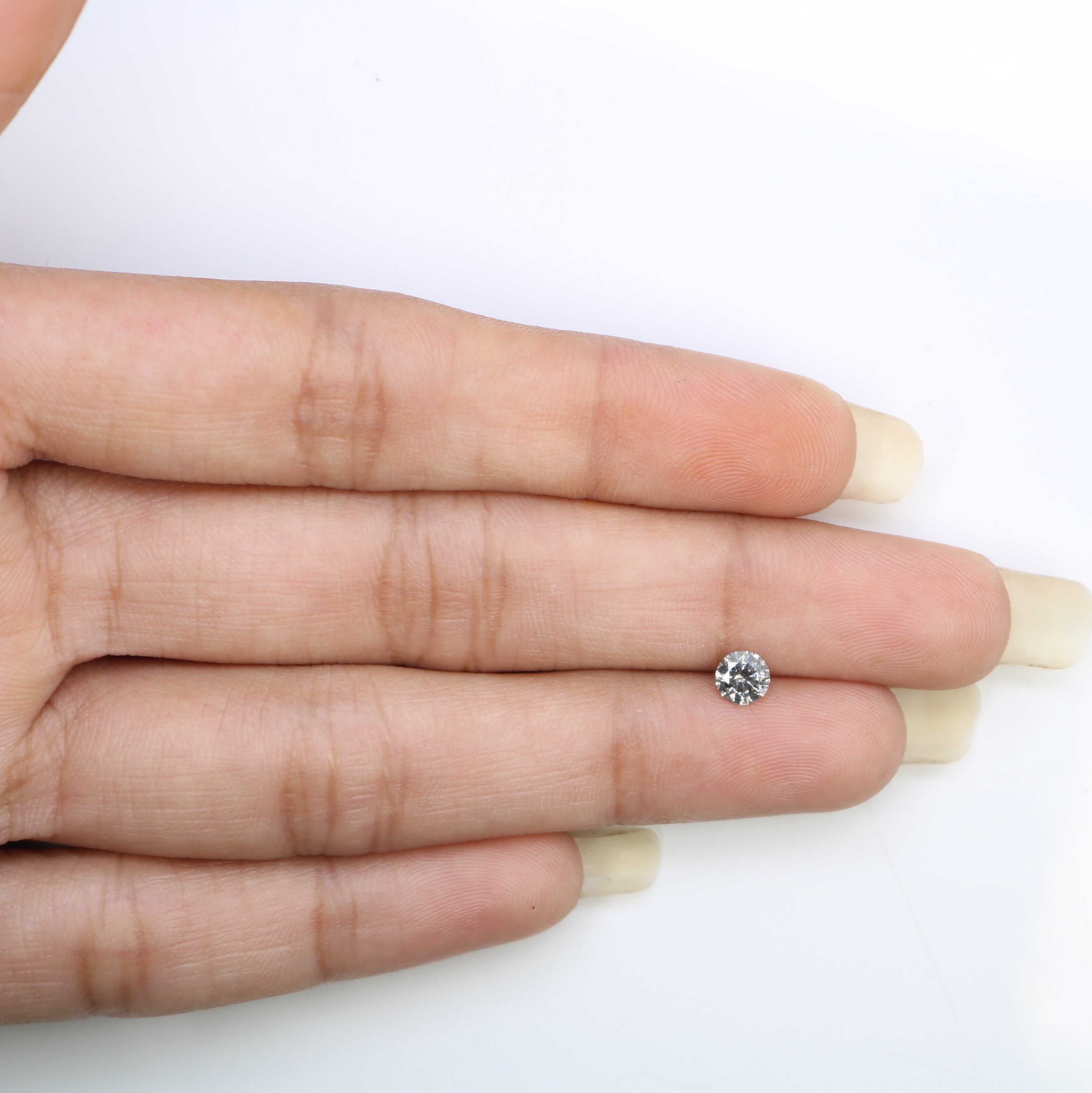 0.36 CT Salt And Pepper 4.50 x 2.70 MM Round Brilliant Cut Diamond For Engagement Ring