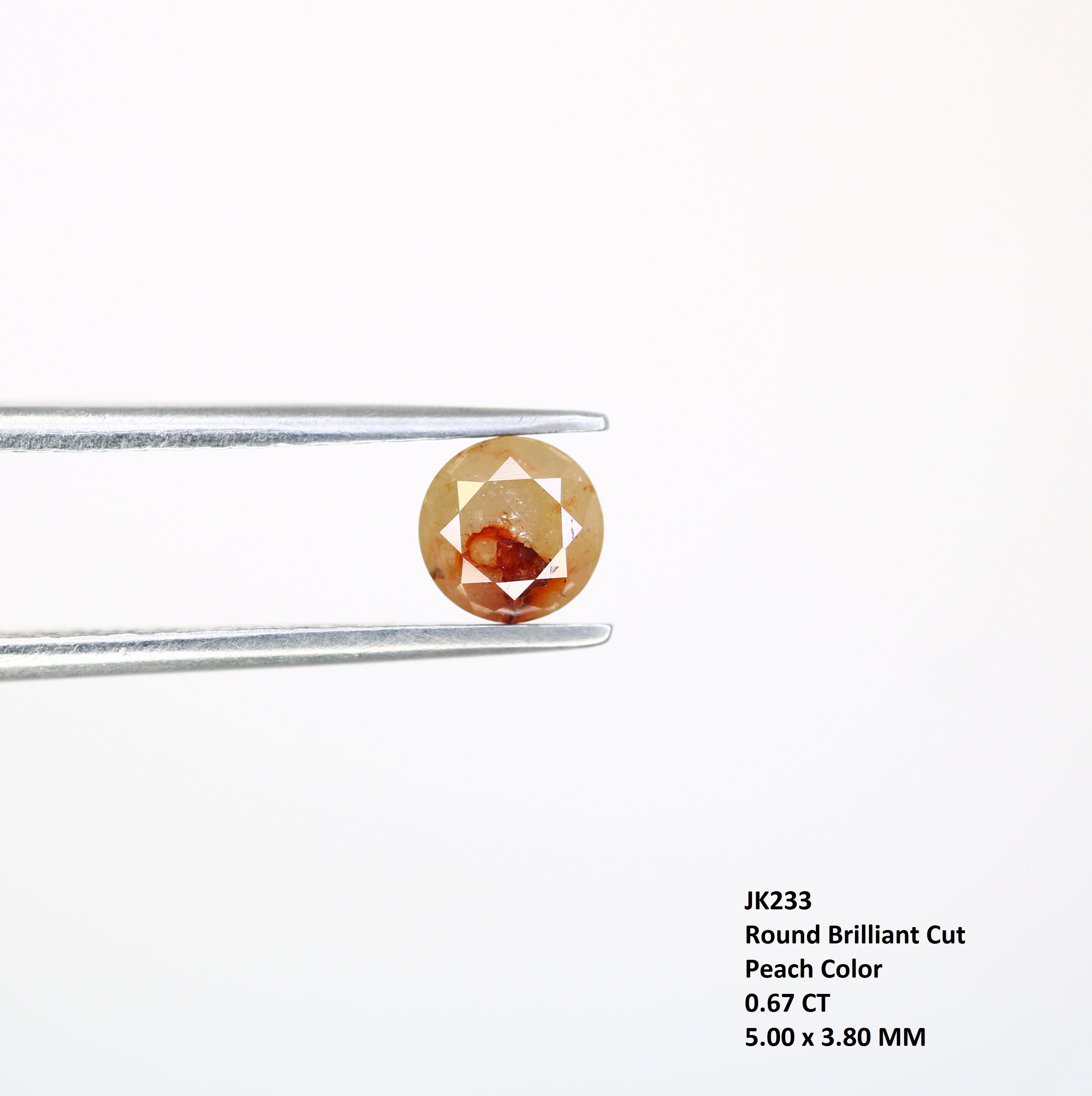 0.67 CT Peach Loose Natural Round Brilliant Cut Diamond For Proposal Ring