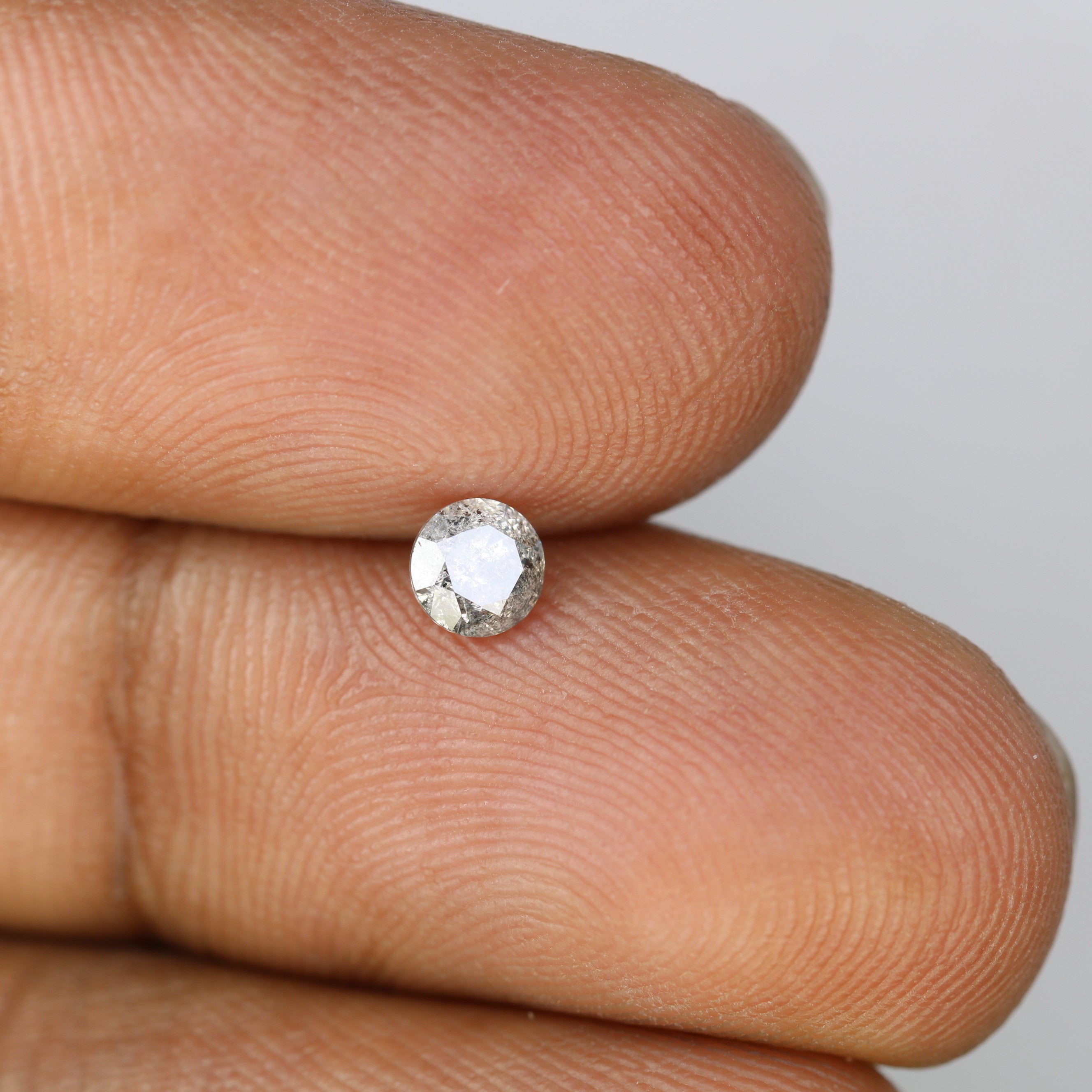 0.35 CT 4.20 MM Loose Salt And Pepper Round Brilliant Cut Diamond For Engagement Ring