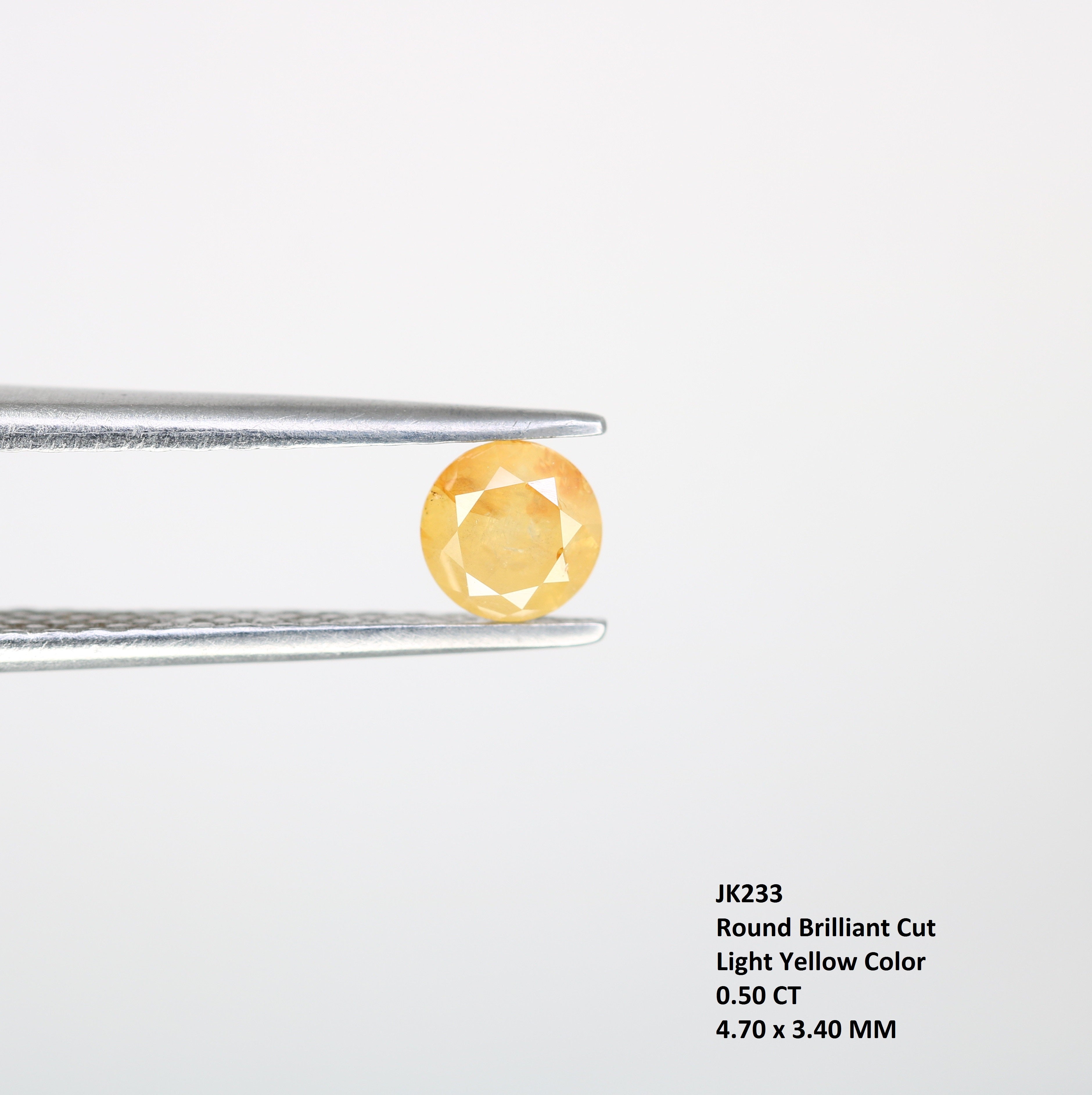 0.50 CT Light Yellow Loose Round Brilliant Cut Diamond For Engagement Ring