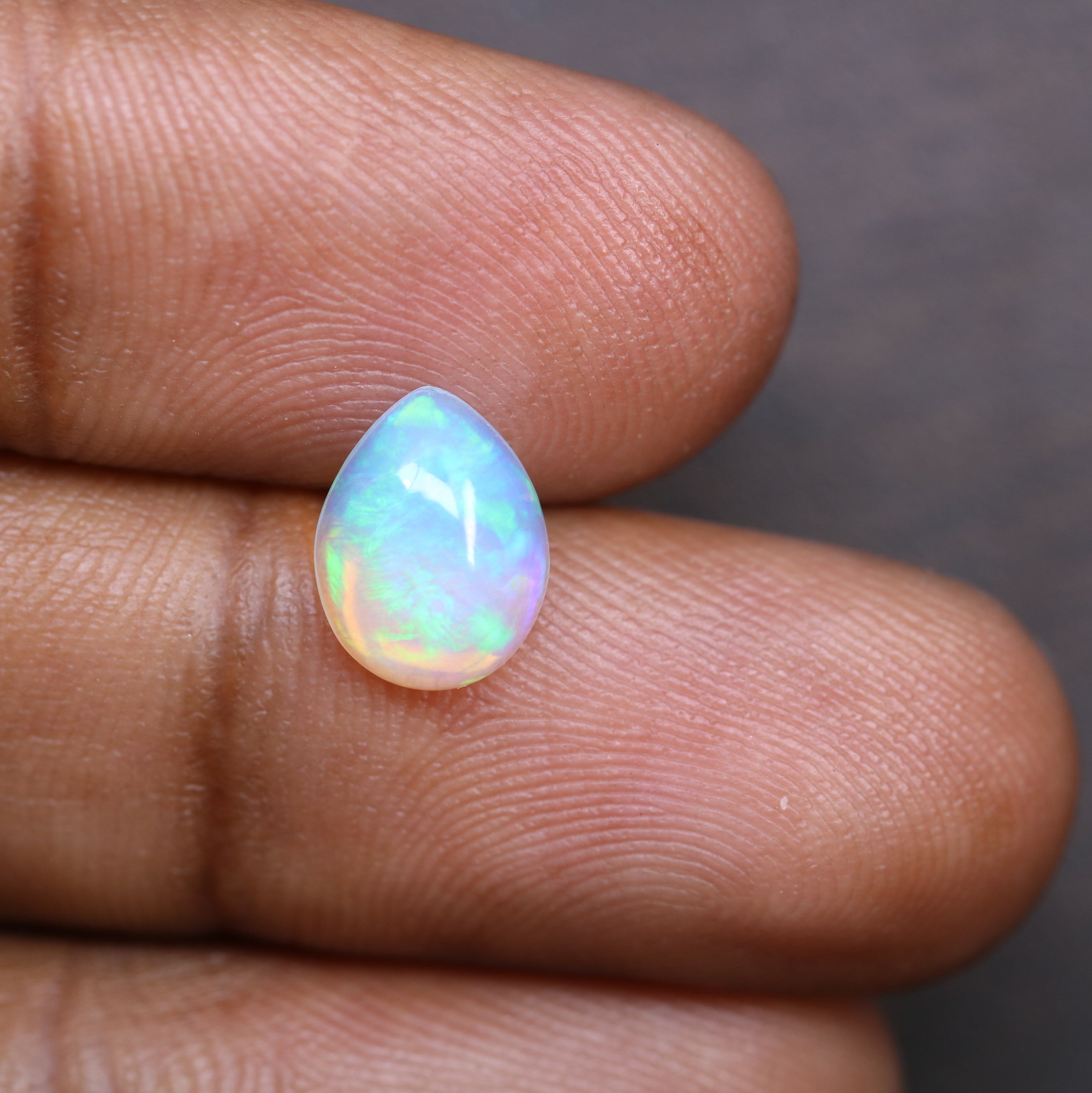 1.49 CT 10.40 x 8.00  MM Opal Gemstone Rainbow Blue Pear Shape Stone For Engagement Ring