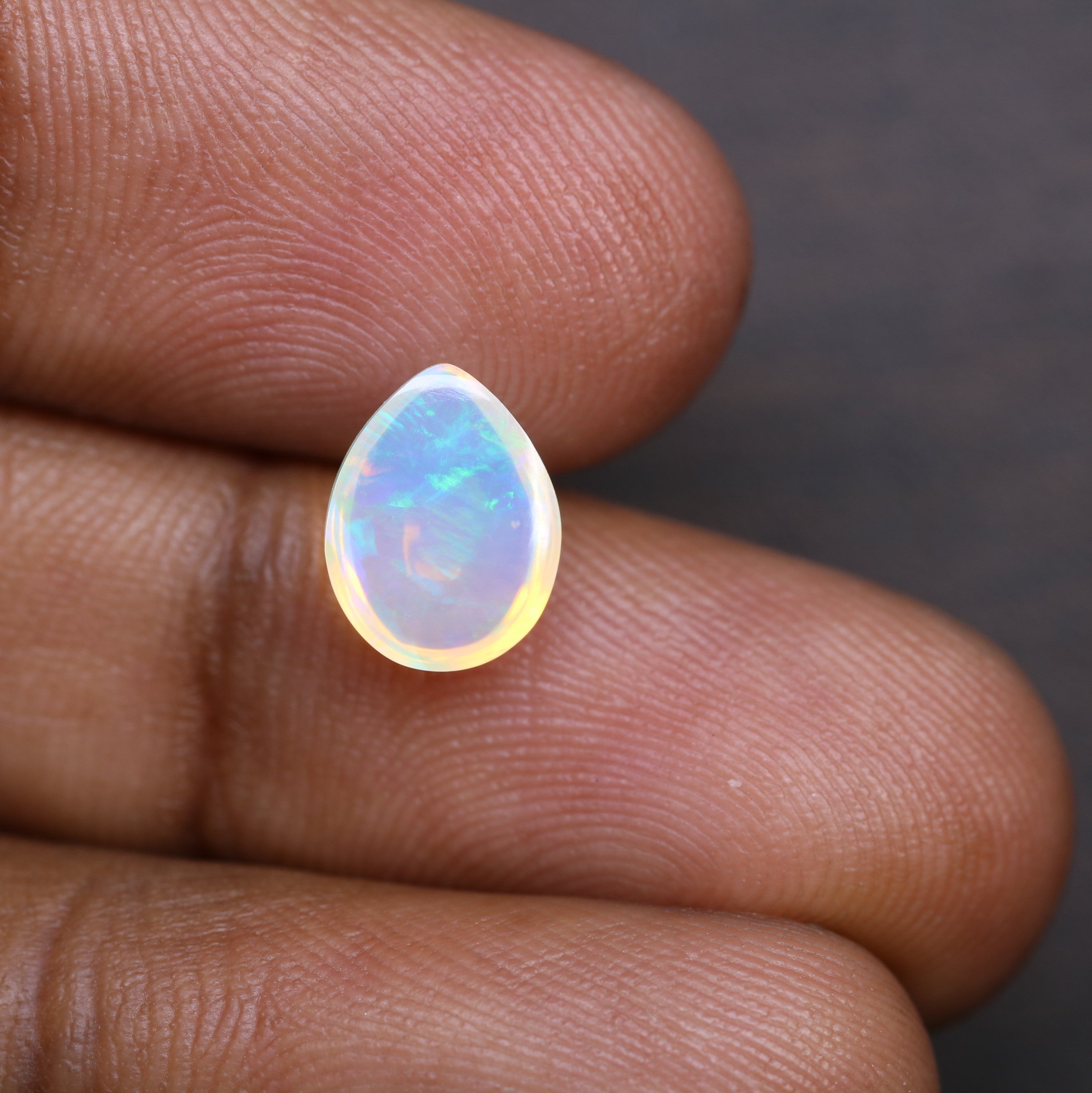 1.49 CT 10.40 x 8.00  MM Opal Gemstone Rainbow Blue Pear Shape Stone For Engagement Ring