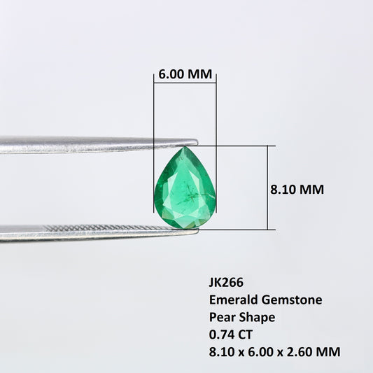 0.74 CT Green Stone Emerald Gemstone 8.10 MM Pear Cut For Engagement Ring