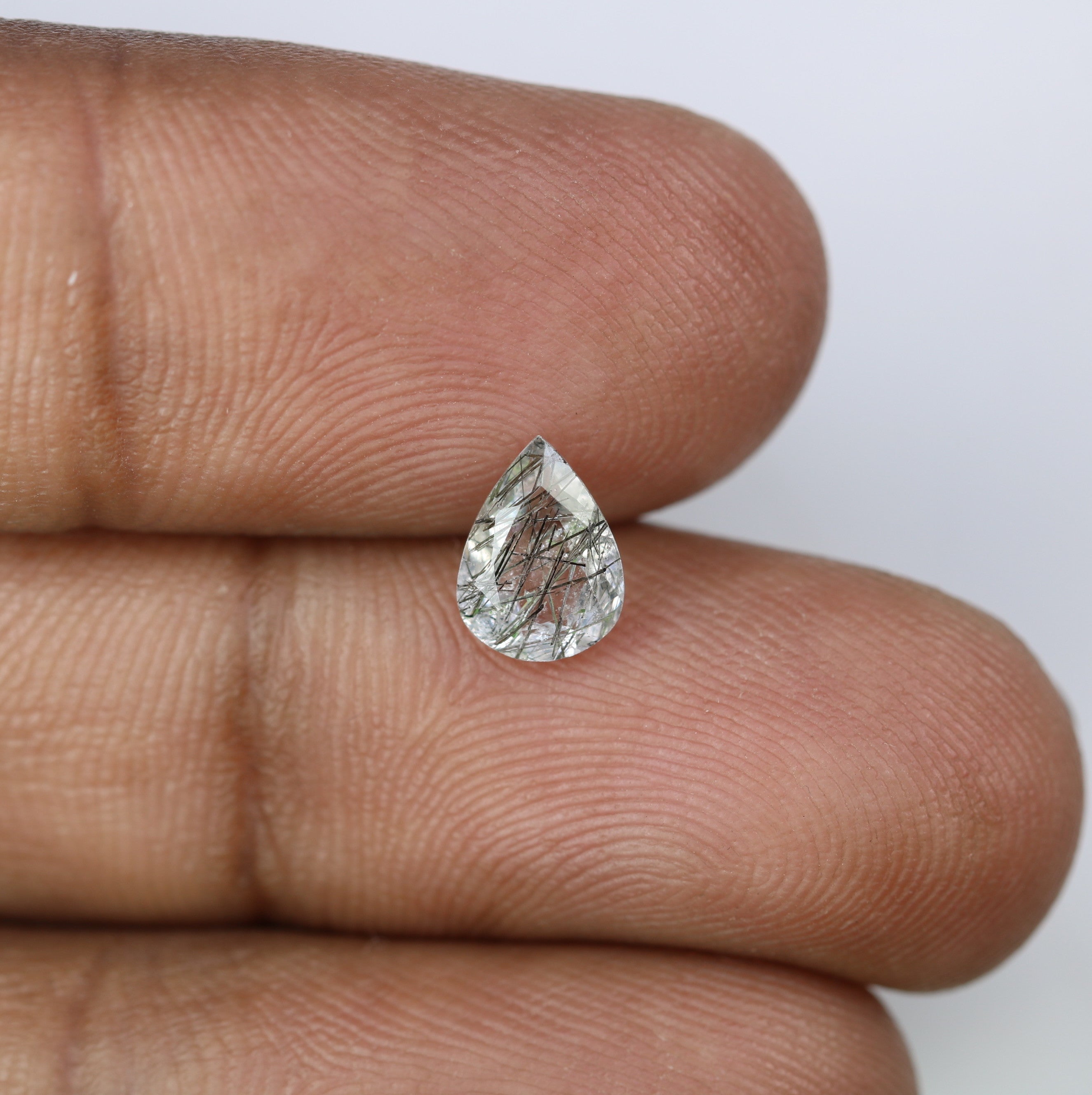 0.86 CT 8.00 MM Pear Shape Black Rutile Natural Gemstone For Engagement Ring