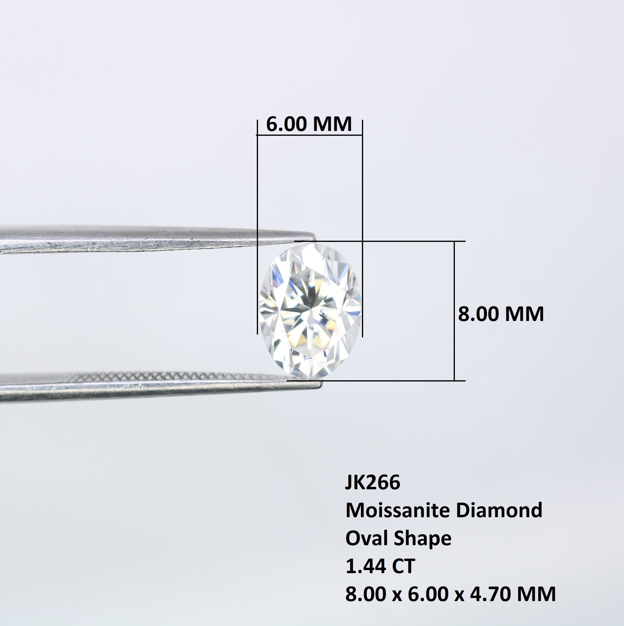 1.44 CT Moissanite Gemstone Oval Cut White Gemstone For Engagement Ring