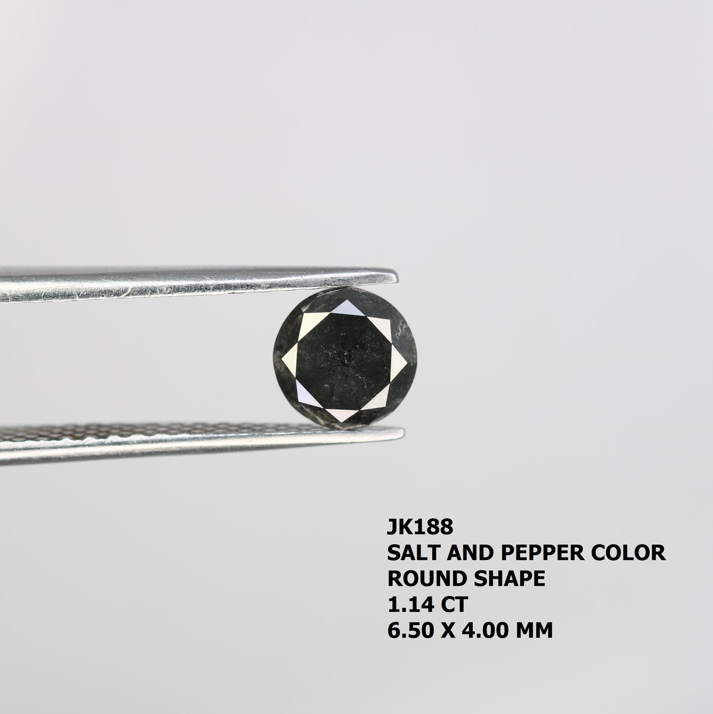1.14 Carat Black Round Brilliant Cut Salt And Pepper Diamond Ring