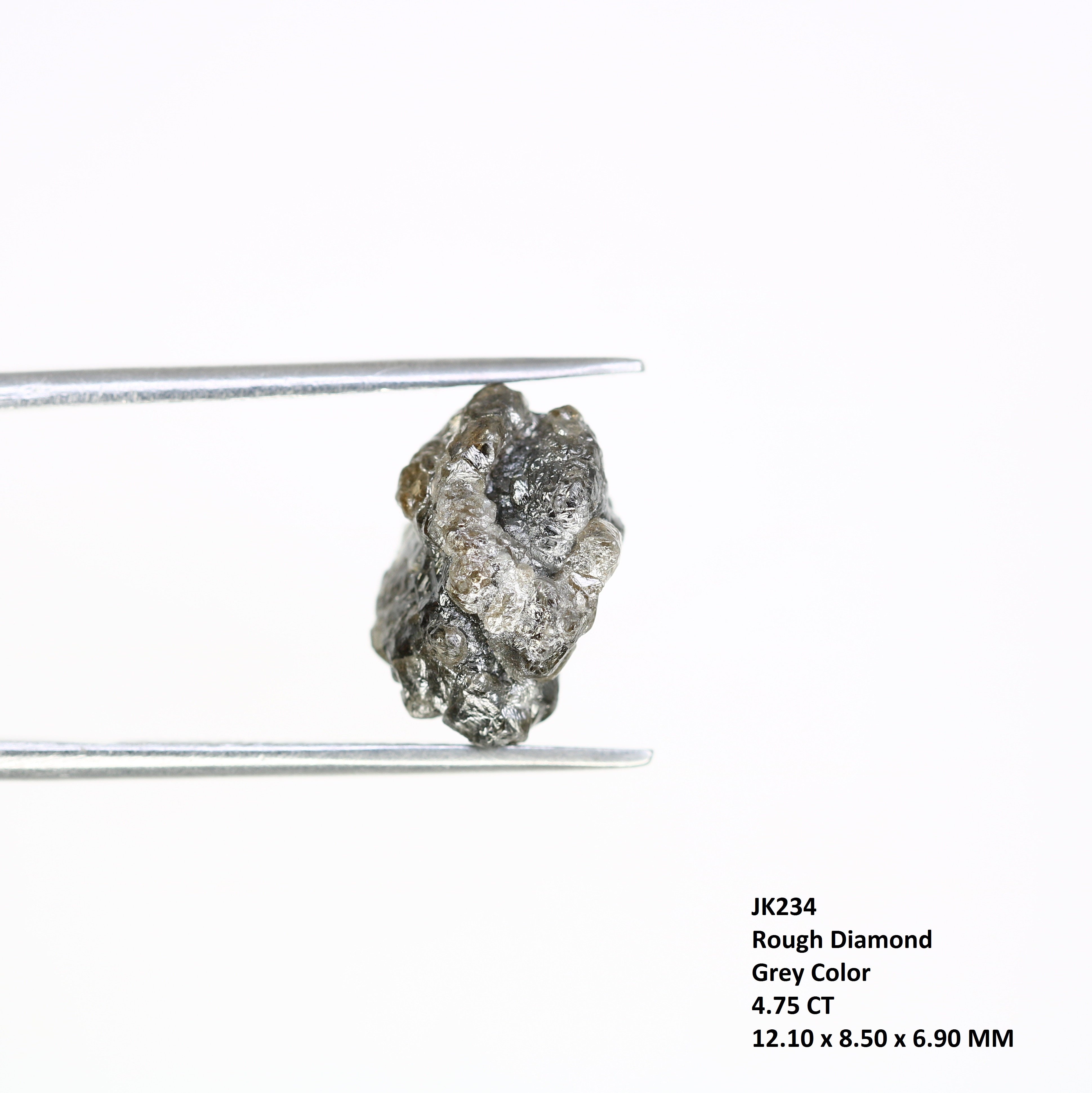 4.75 Carat 12.10 MM Grey Color Natural Loose Raw Rough Diamond For Wedding Ring