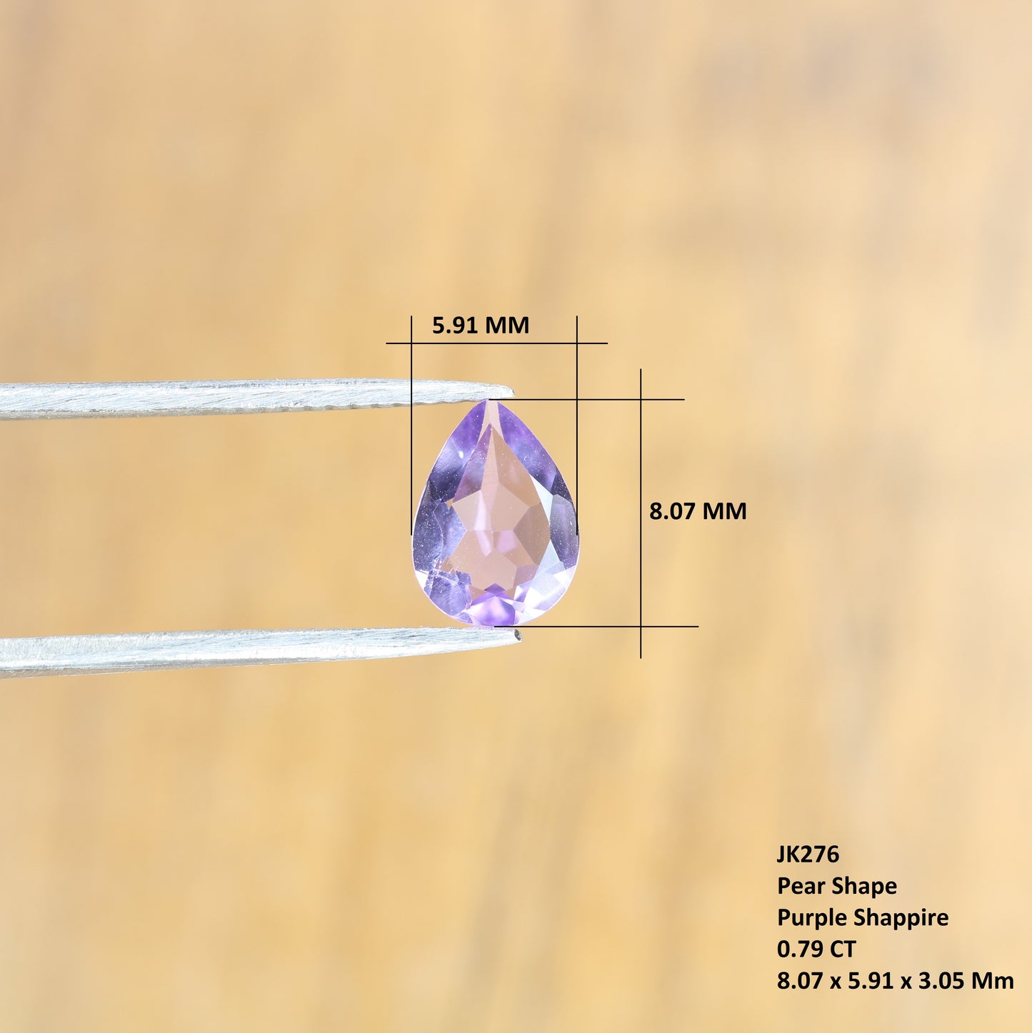 0.79 CT 8.07 MM Beautiful Purple Amethyst Pear Shape Loose Galaxy Diamond For Proposal Ring