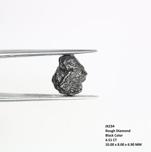 4.51 Carat 10 MM Black Color Natural Loose Raw Uncut Rough Diamond For Wedding Ring