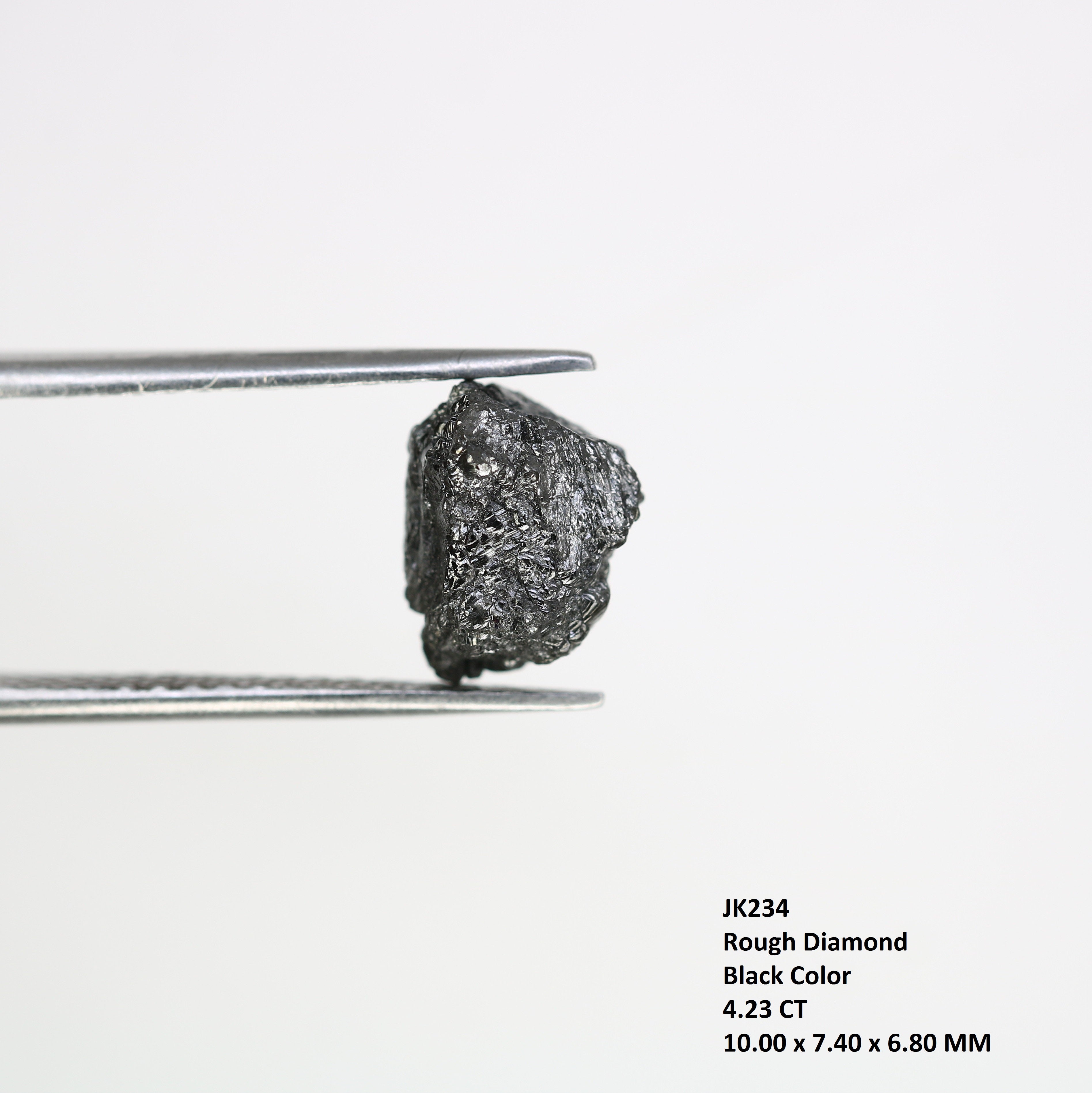 4.23 Carat Jet Black Gray Color Natural Loose Antique Raw Diamond For Rough Diamond Ring