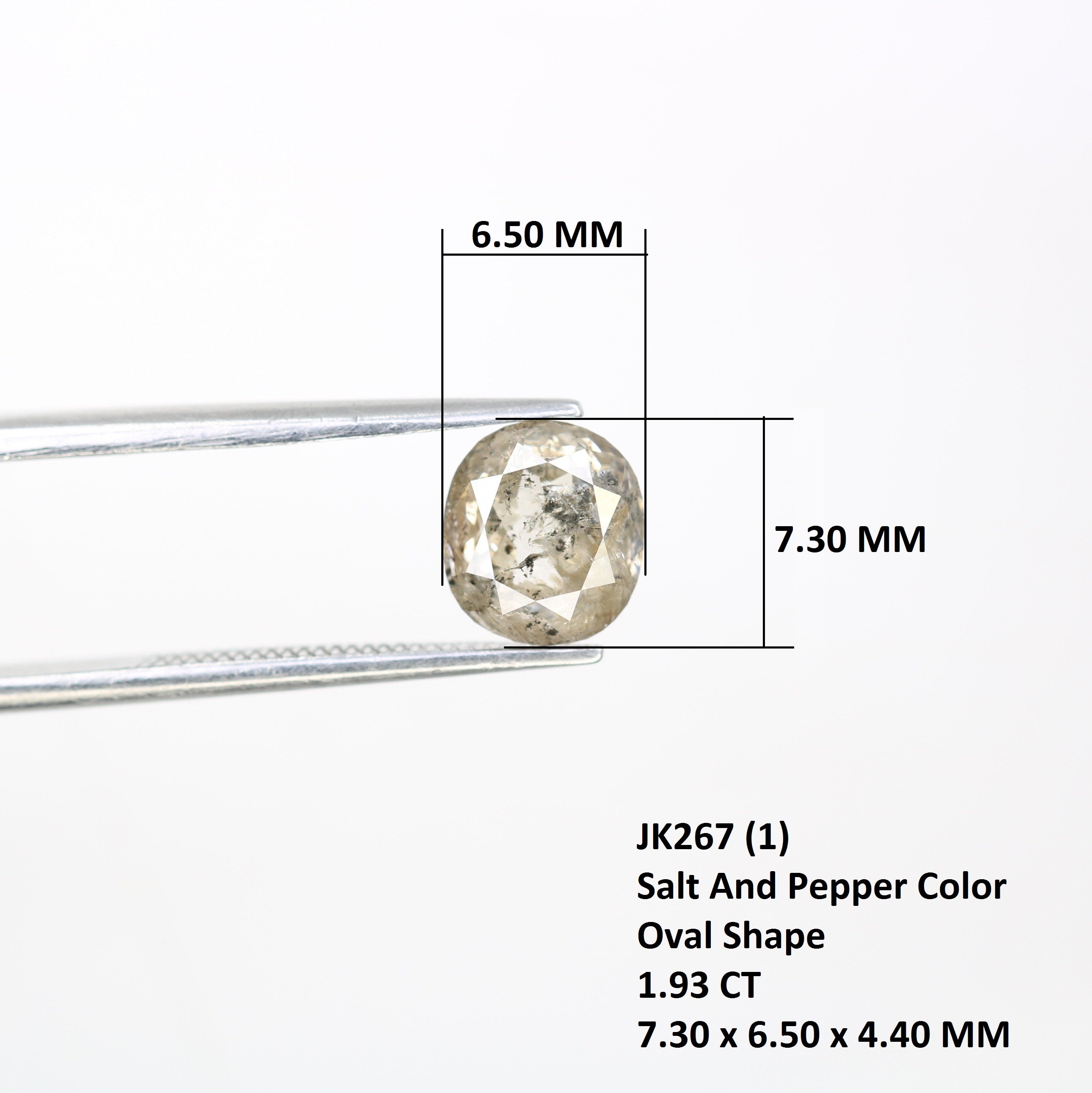 1.93 CT Salt And Pepper Oval Shape Natural Diamond For Proposal Ring