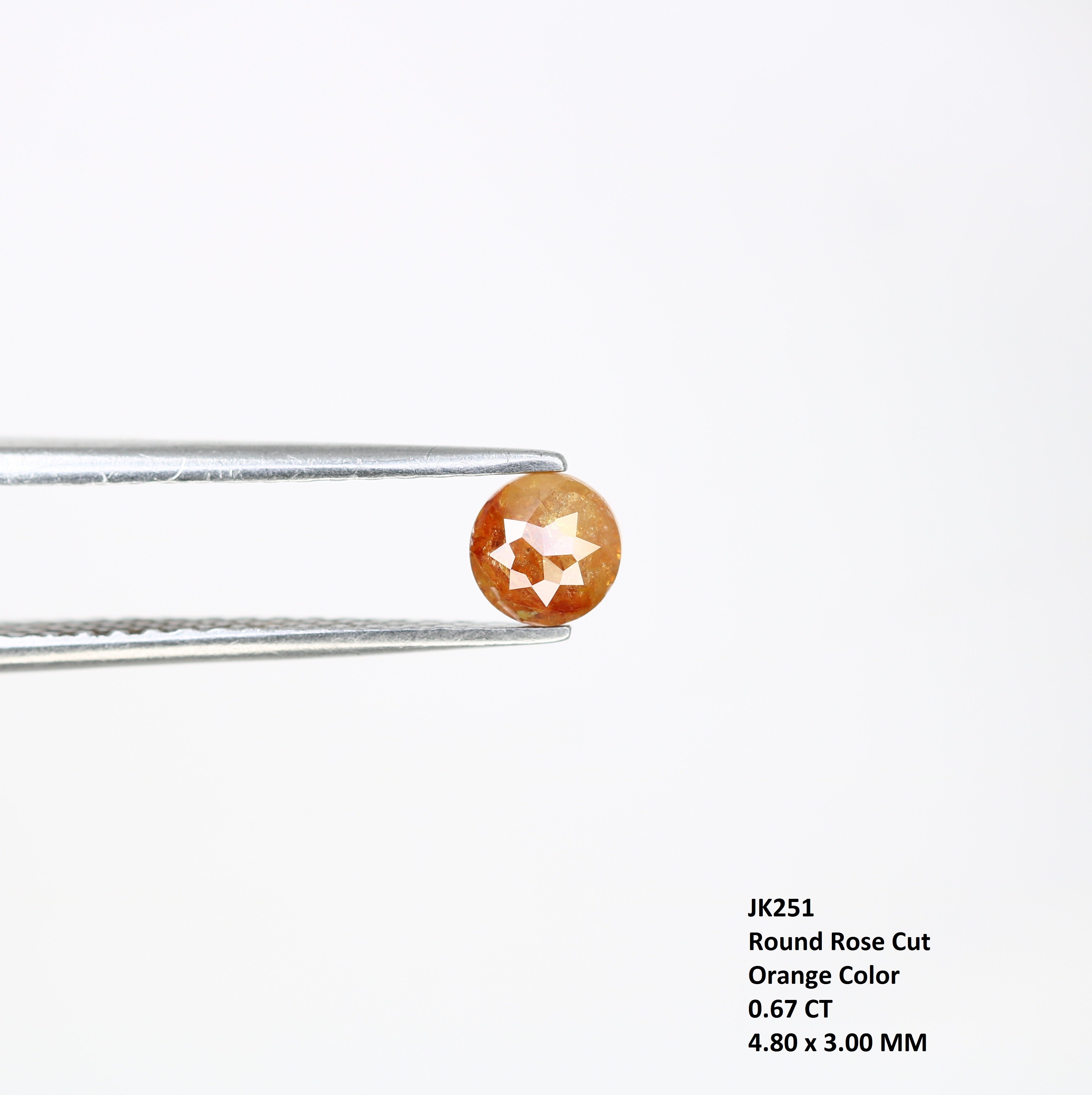 0.67 CT Natural Orange Round Rose Cut Diamond For Promise Ring