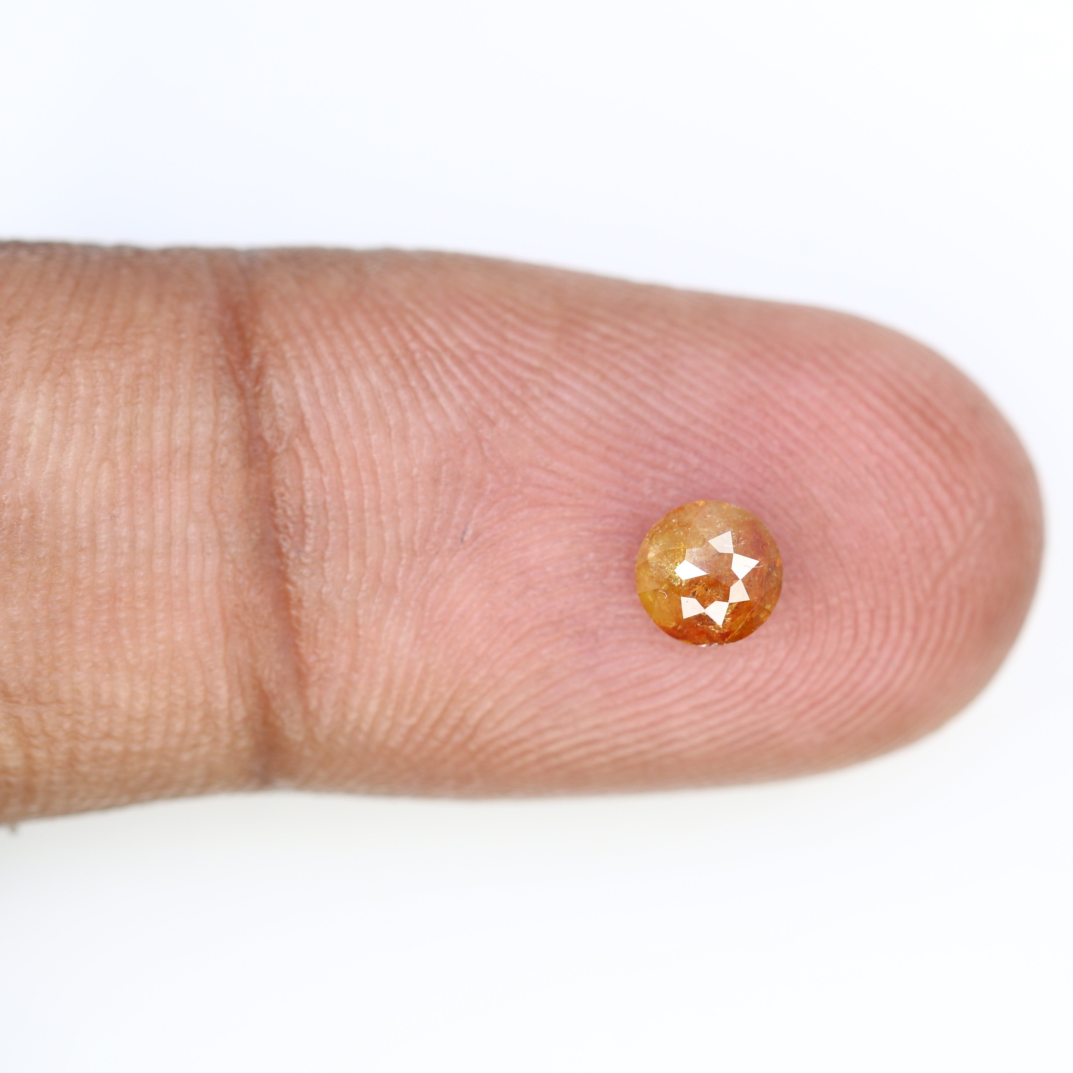 0.67 CT Natural Orange Round Rose Cut Diamond For Promise Ring